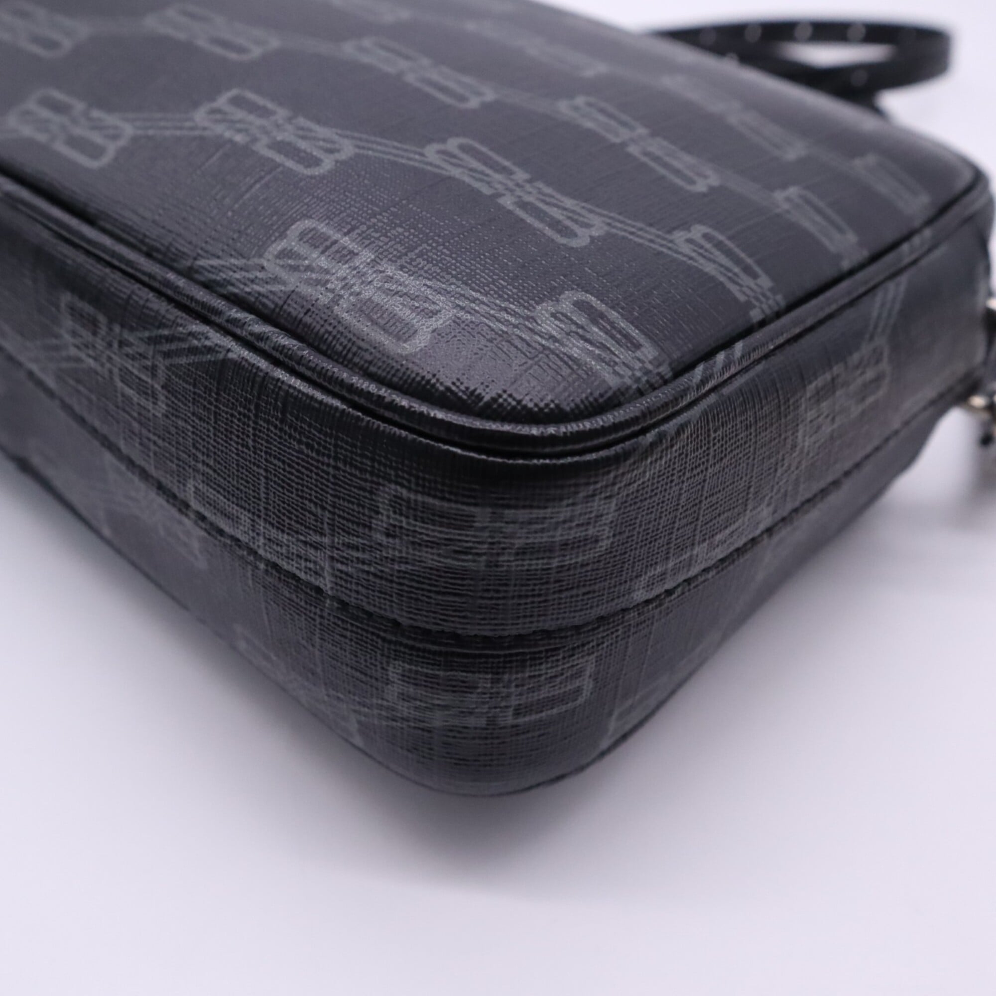 Balenciaga Black Gray Coated Canvas Shoulder Bag (Pre-Owned)