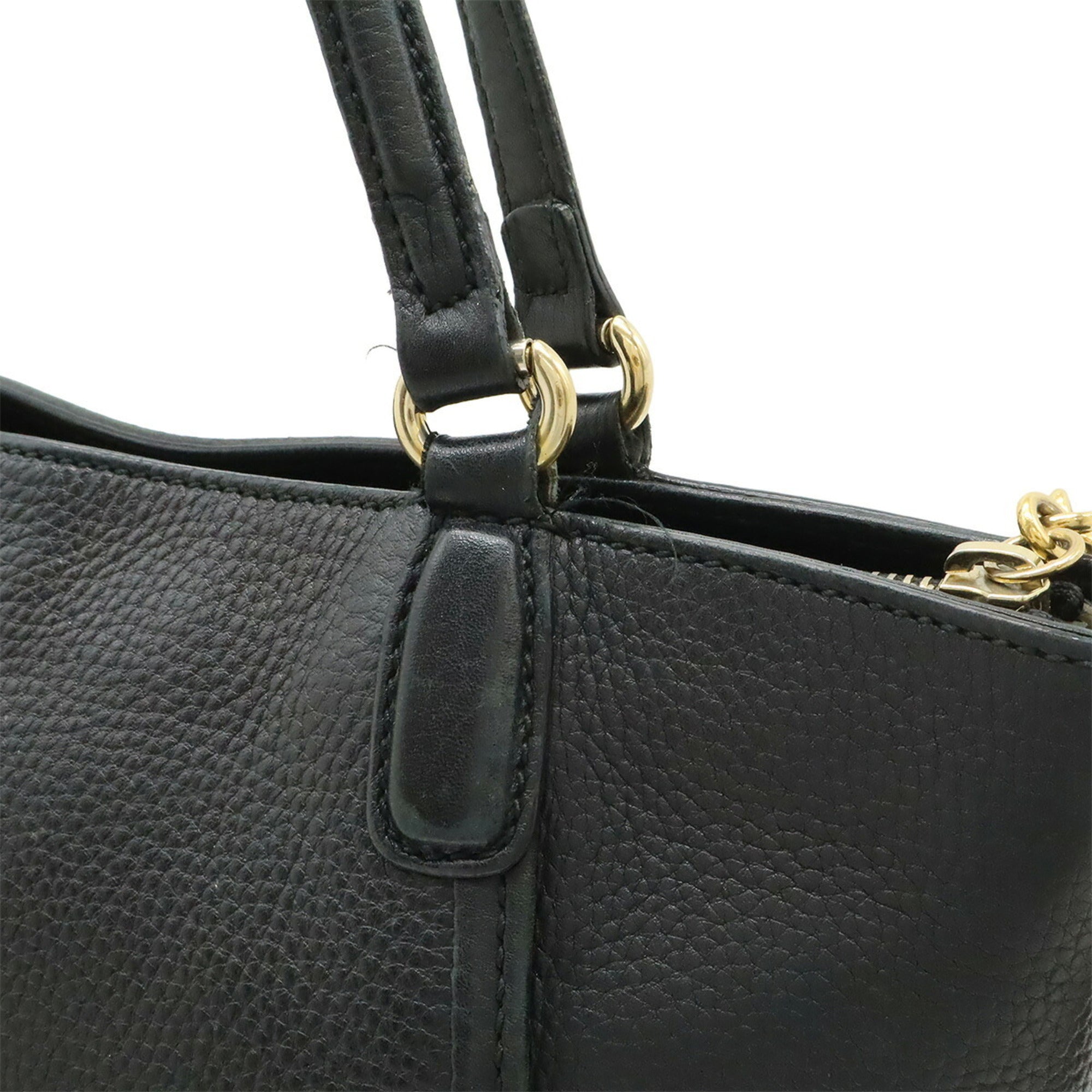 Gucci Black Yellow Leather Shoulder Bag Tote Bag (Pre-Owned)