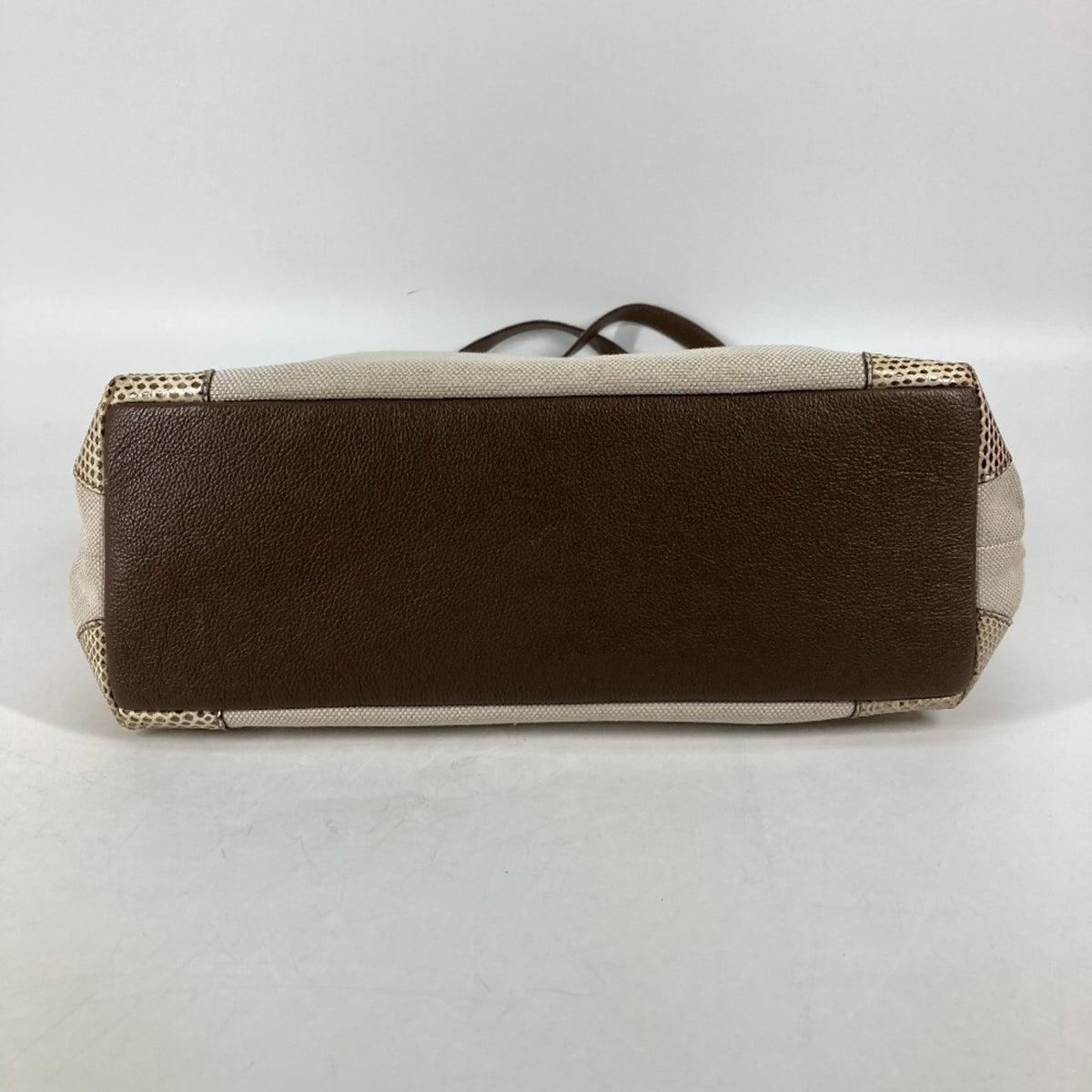 Cartier Beige Dark Brown Canvas Shoulder Bag Tote Bag (Pre-Owned)