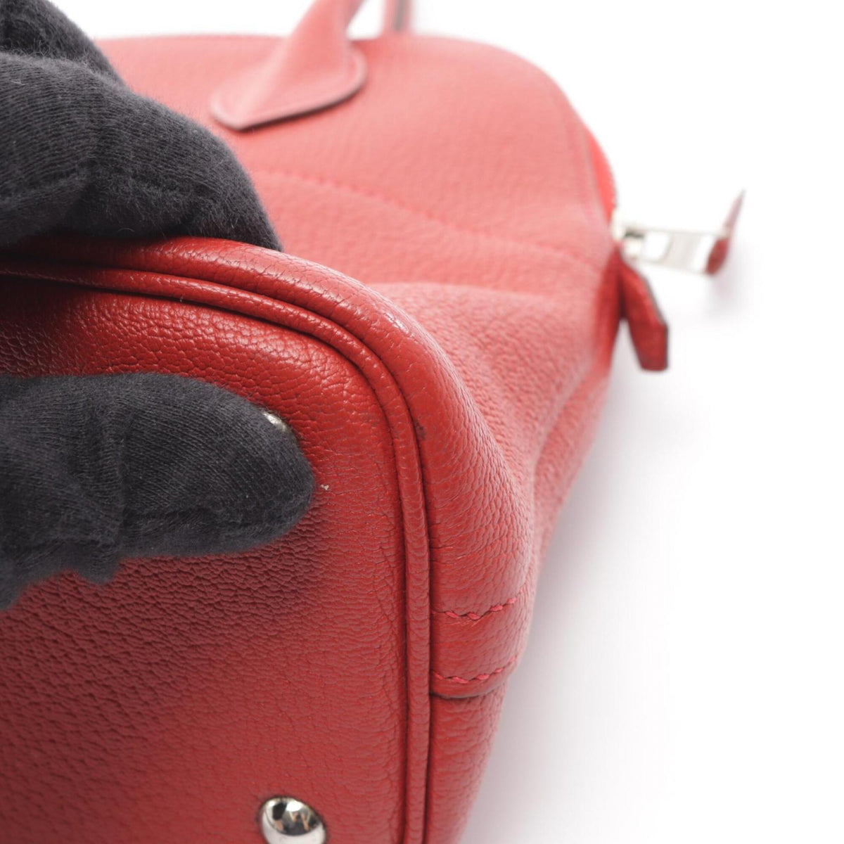 Hermes Red Color Rouge Garance Chevre Coromandel Leather Leather Handbag (Pre-Owned)