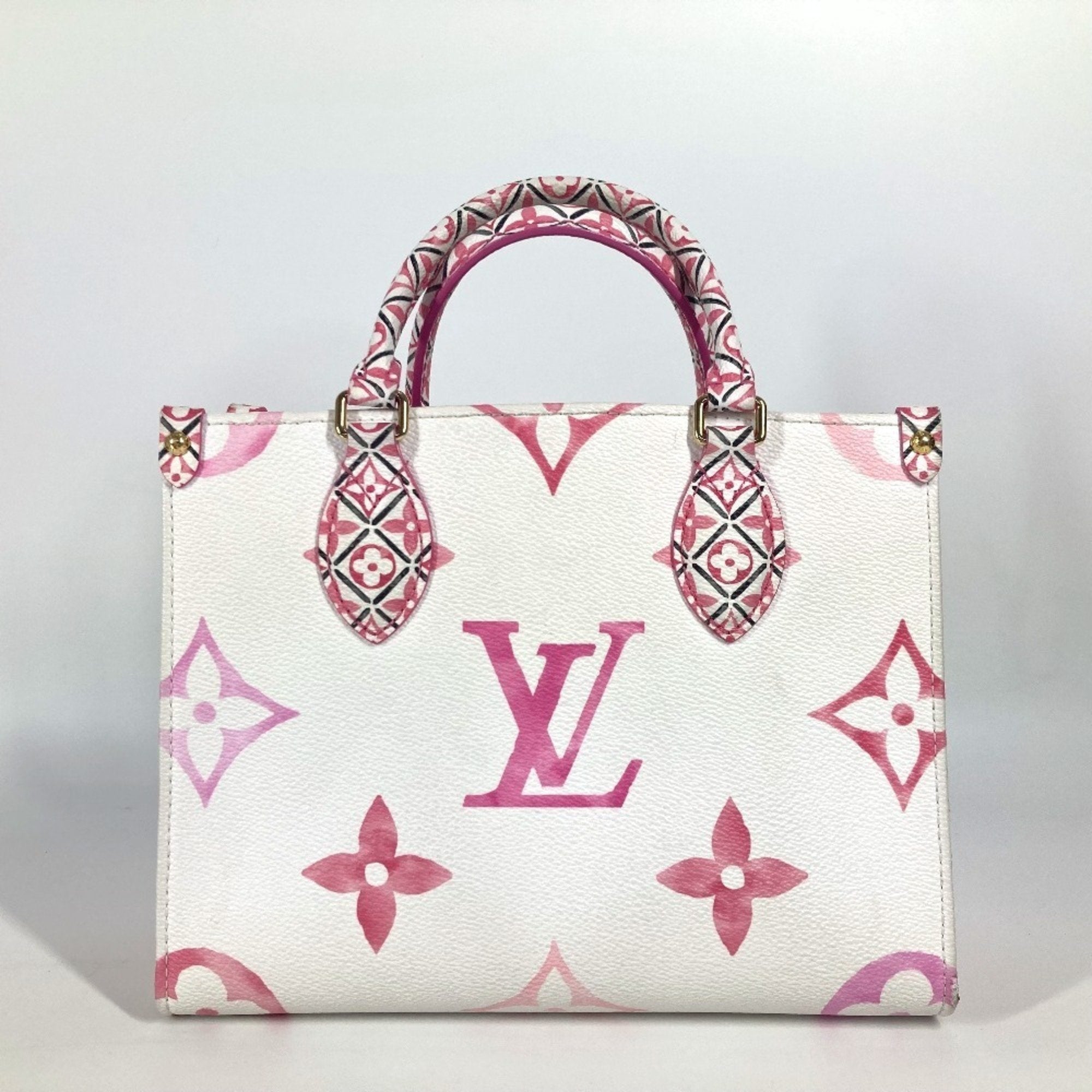 Louis Vuitton Pink White Monogram Handbag Shoulder Bag Tote Bag (Pre-Owned)