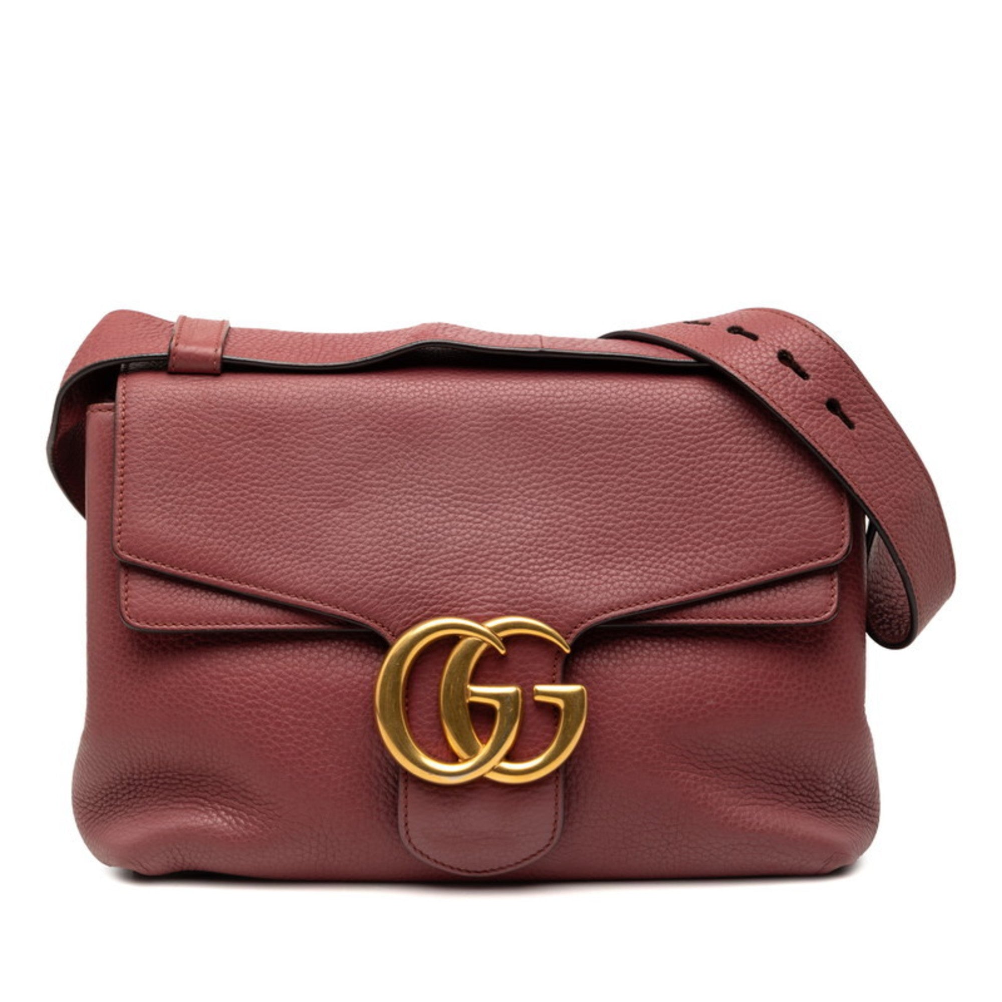 Gucci Pink Red Red Color Leather Shoulder Bag (Pre-Owned)