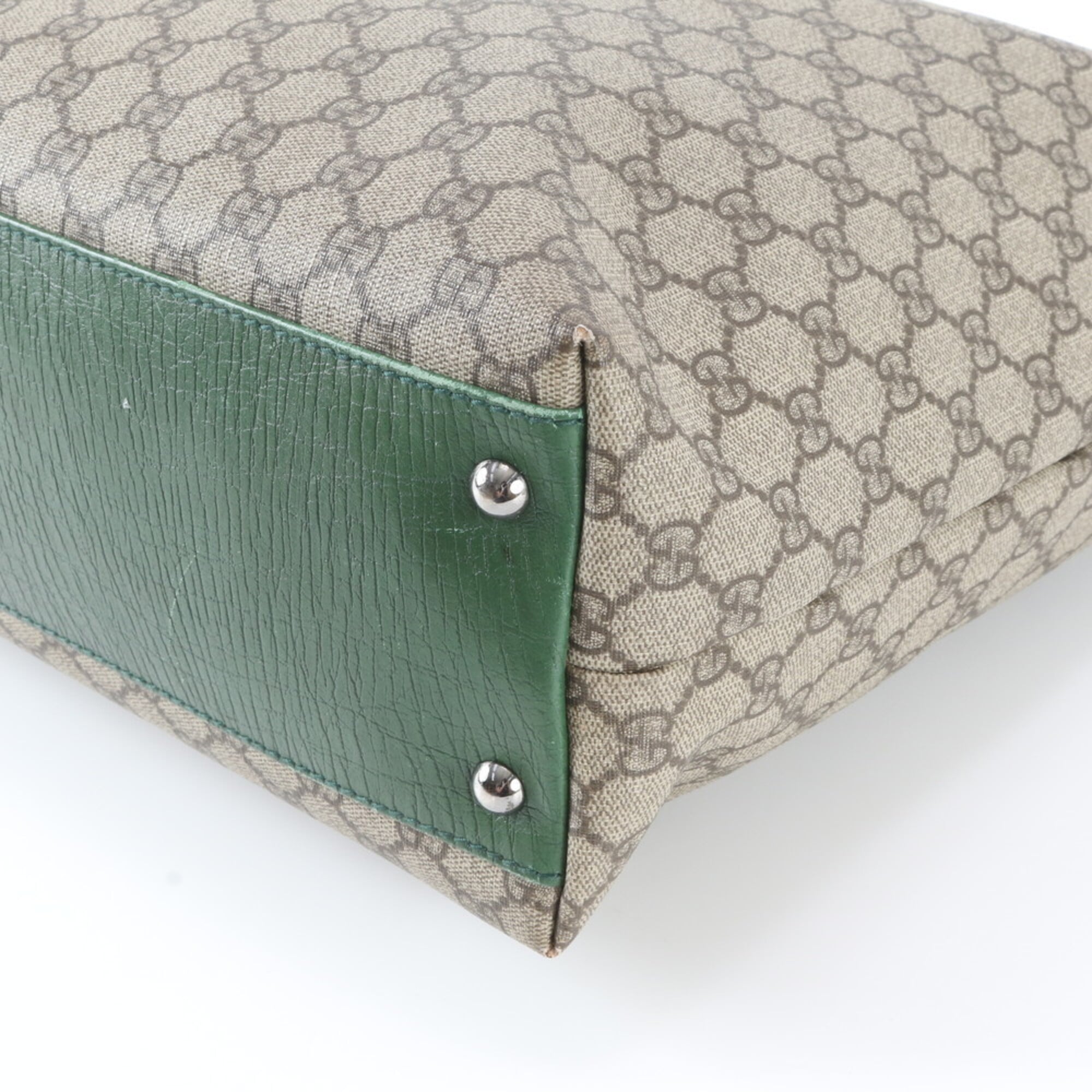 Gucci Grayish Green Gg Supreme Handbag Tote Bag (Pre-Owned)