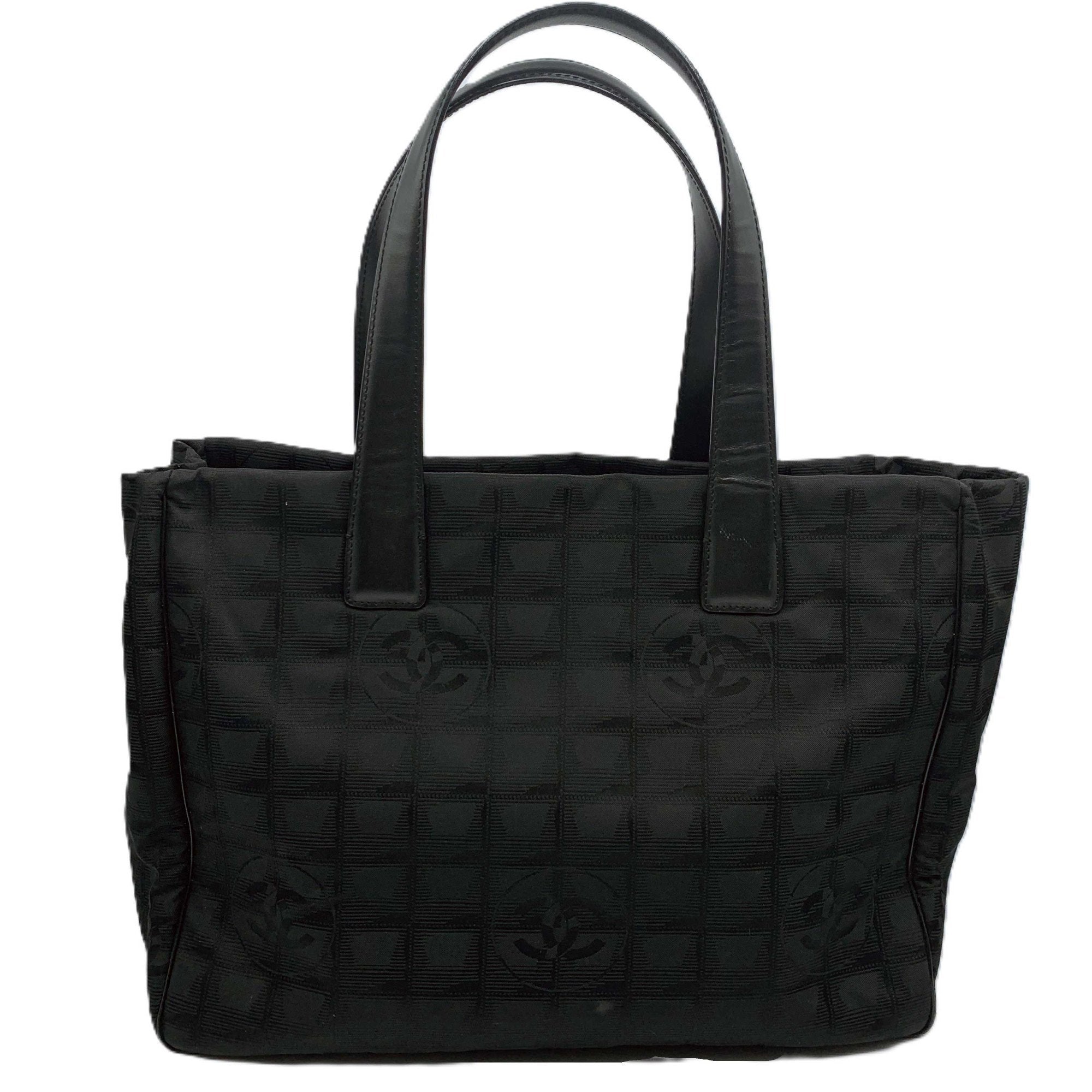 Chanel Black New Travel Line Leather Shoulder Bag Tote Bag (Pre-Owned)