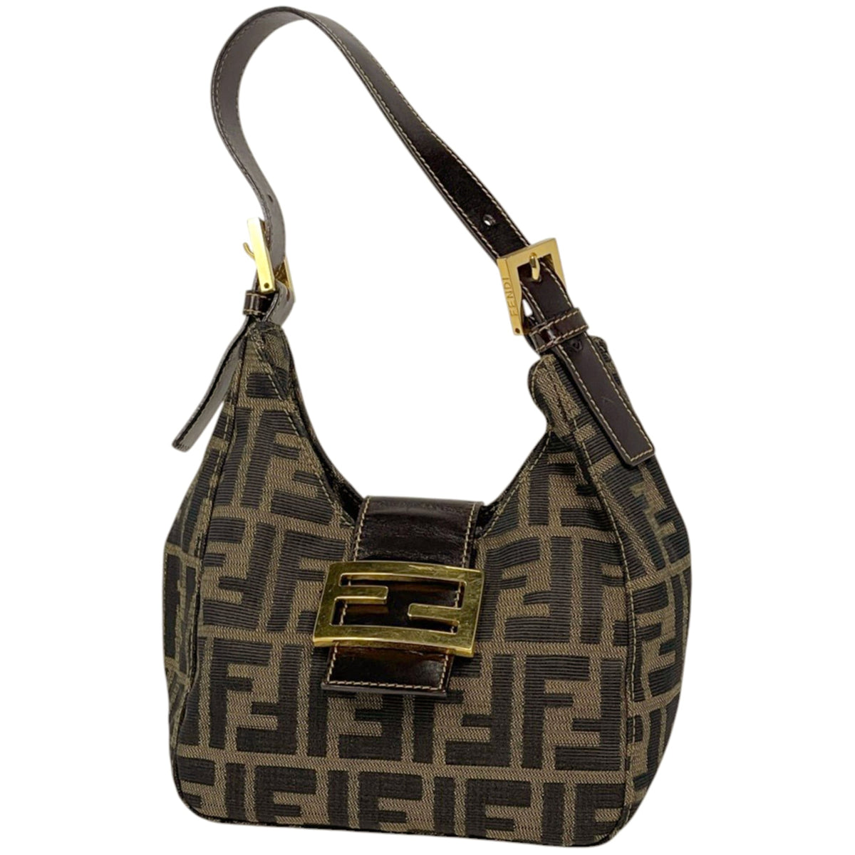 Fendi Brown Canvas Leather Handbag (Pre-Owned)