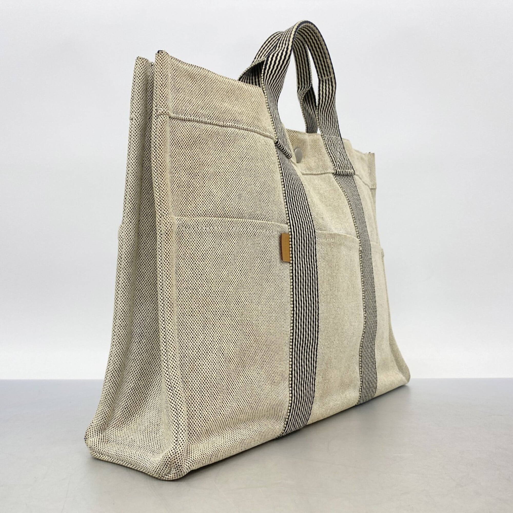 Hermes Gray Canvas Tote Bag (Pre-Owned)