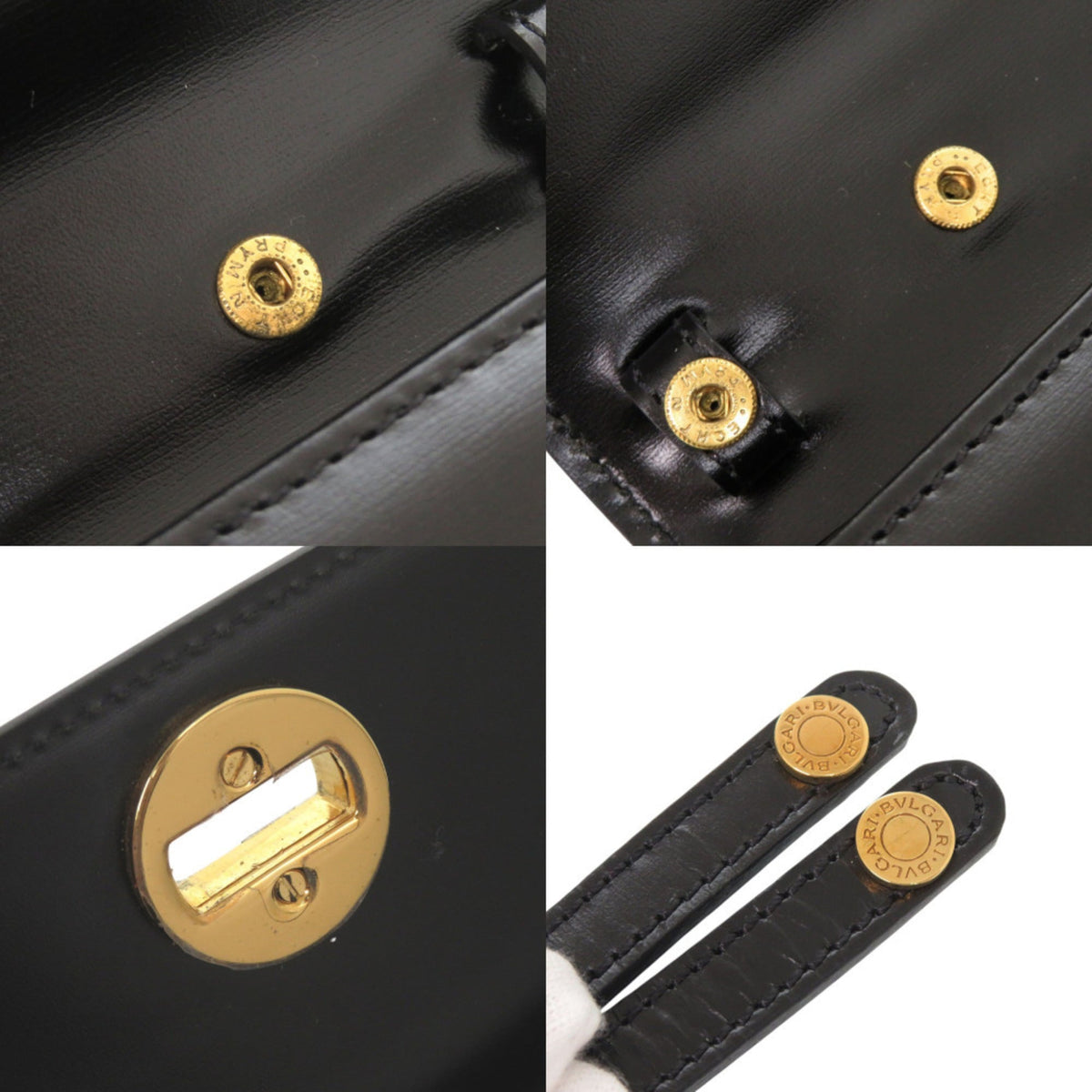 Bvlgari Black Leather Clutch Bag Shoulder Bag (Pre-Owned)