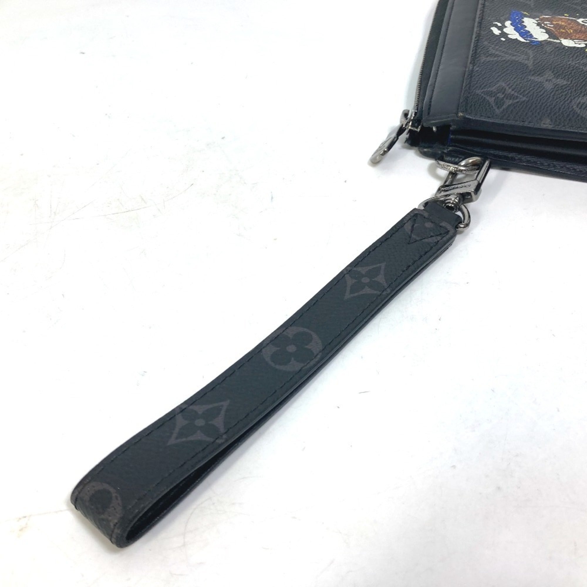 Louis Vuitton Monogram Eclipse Black Blue Monogram Eclipse Long Wallet (Bi-Fold) (Pre-Owned)