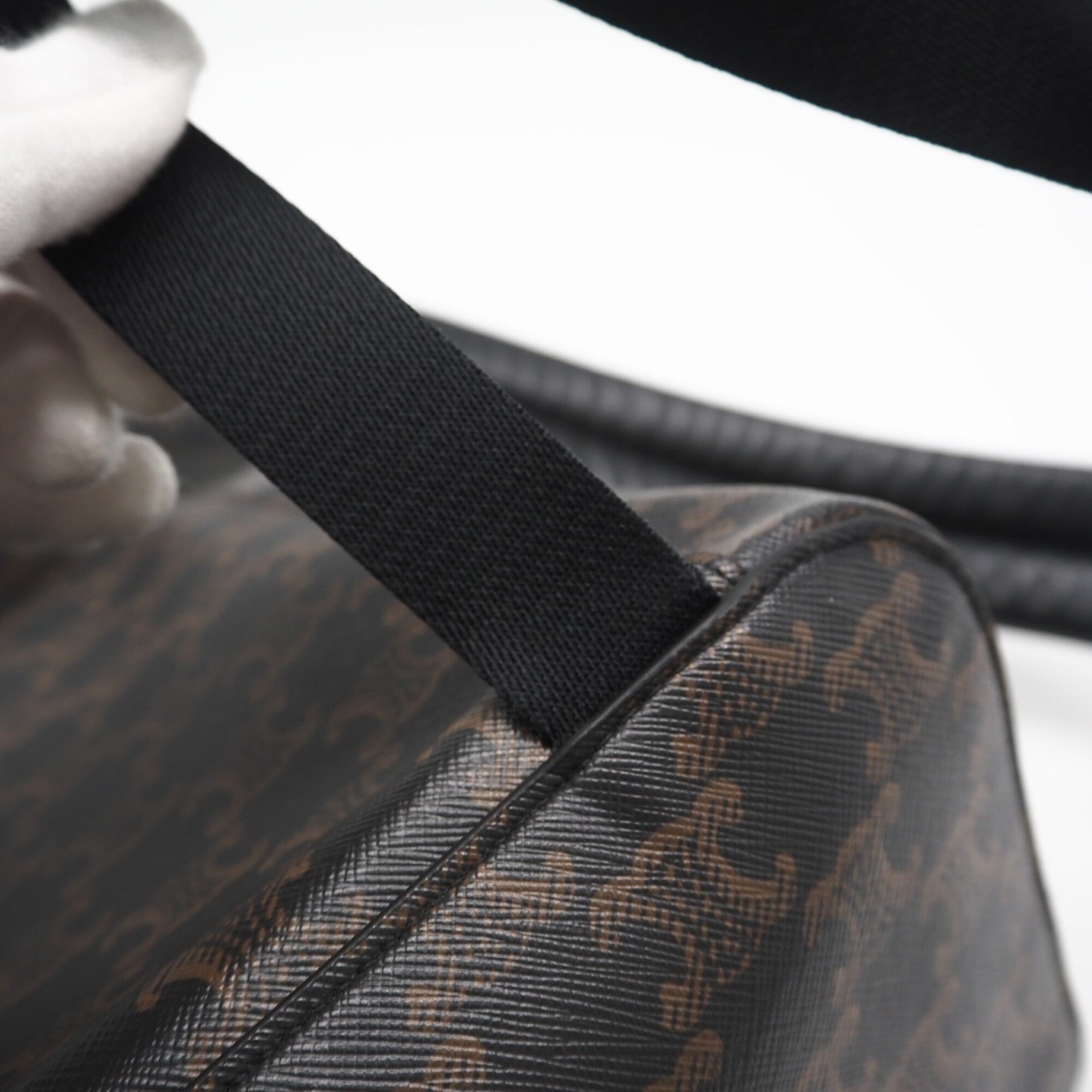 Celine Brown Coated Canvas Leather Backpack (Pre-Owned)