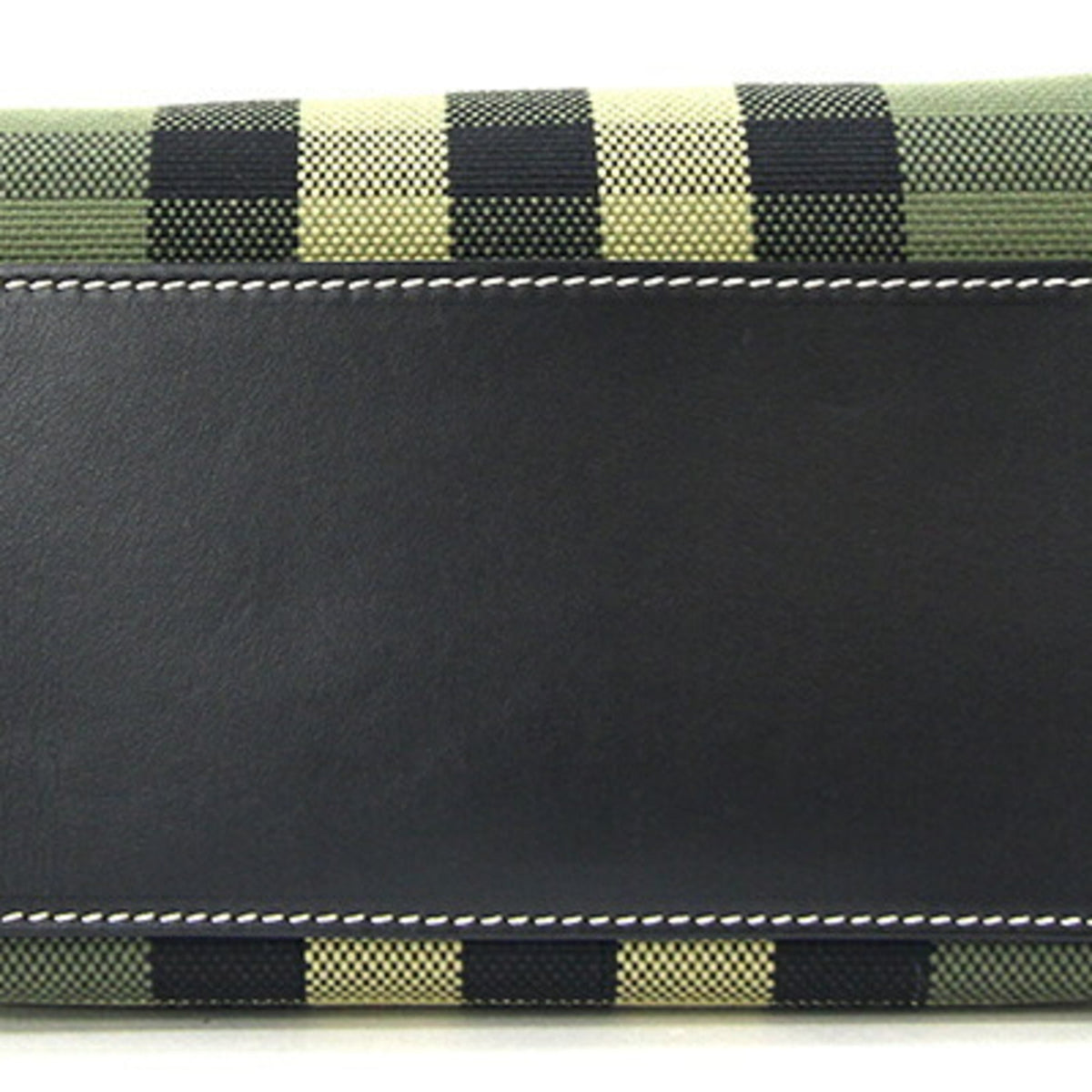 Burberry Black Green Canvas Leather Clutch Bag Handbag (Pre-Owned)