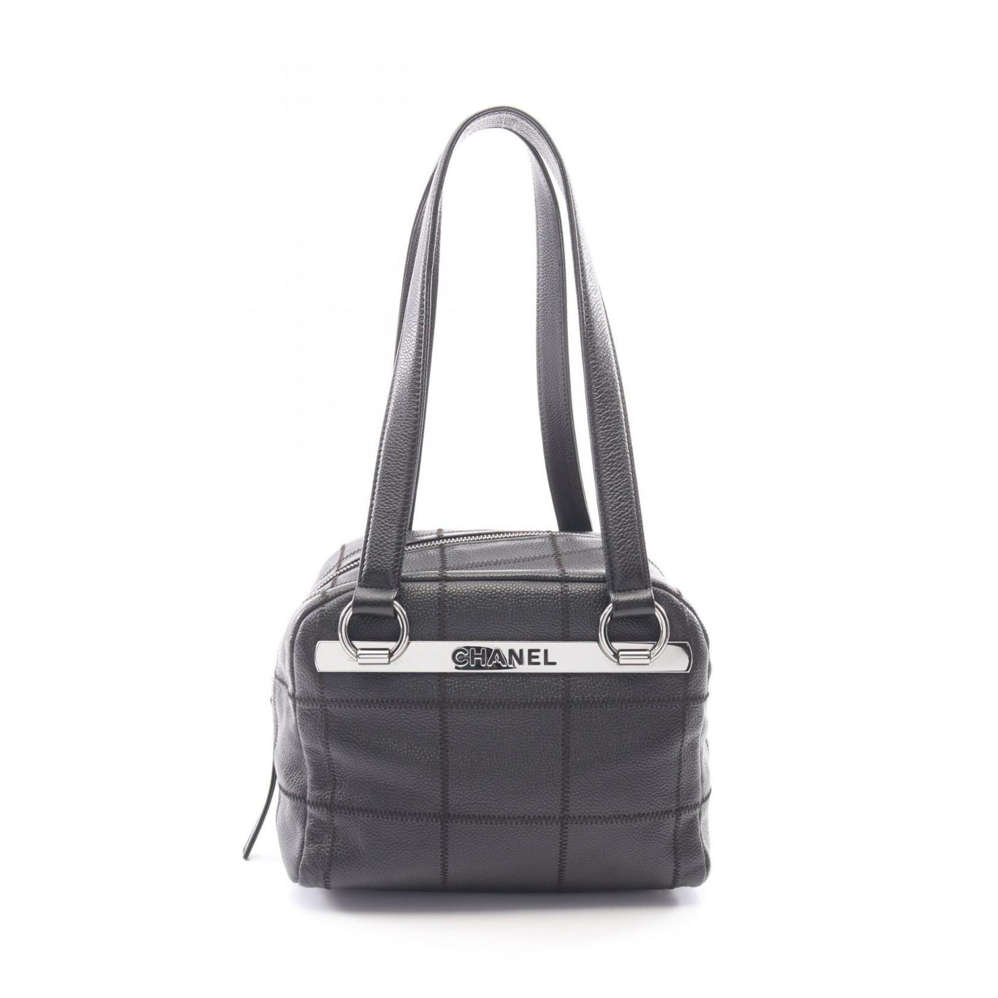 Chanel Black Leather Handbag Shoulder Bag (Pre-Owned)