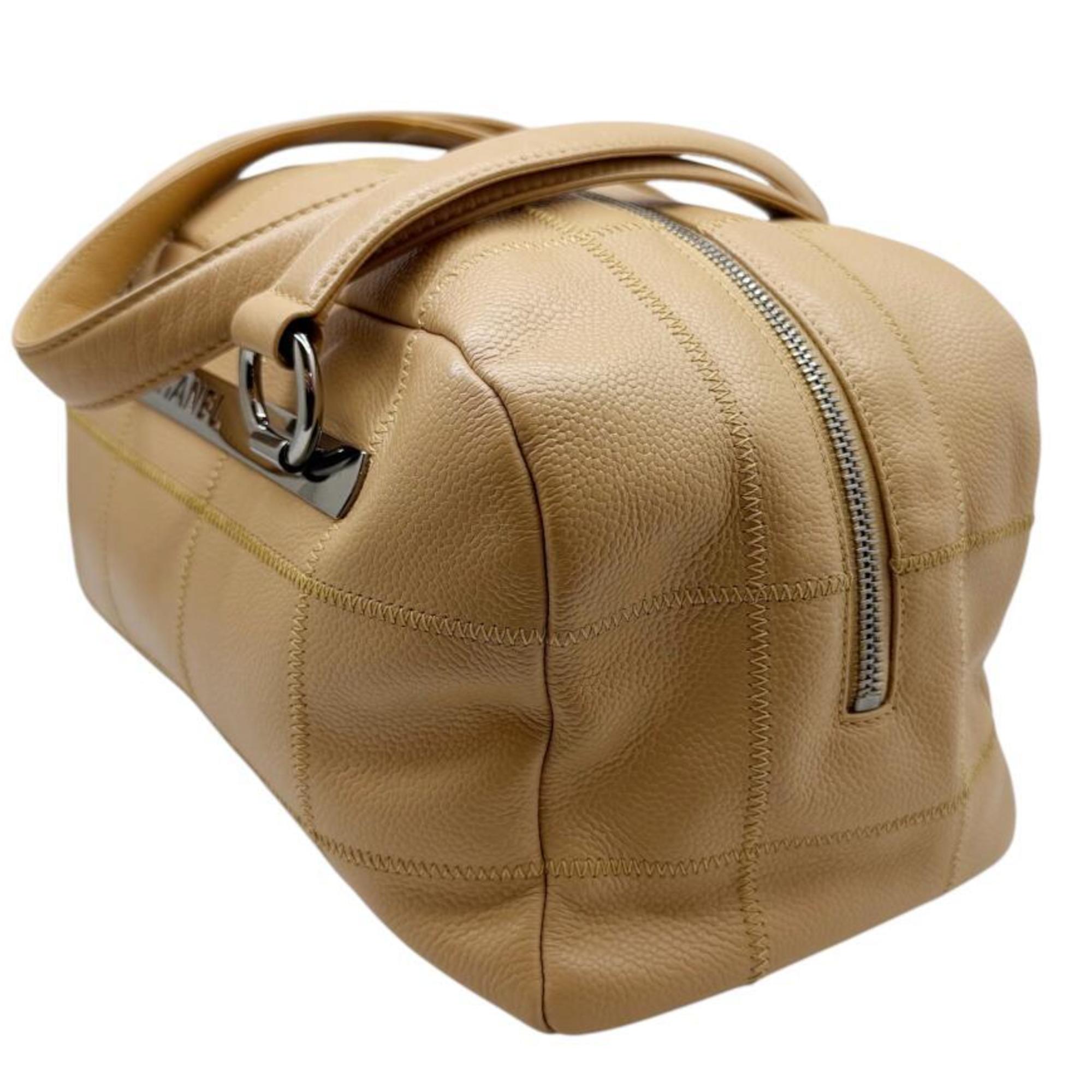 Chanel Beige Grained Calfskin Handbag Tote Bag (Pre-Owned)
