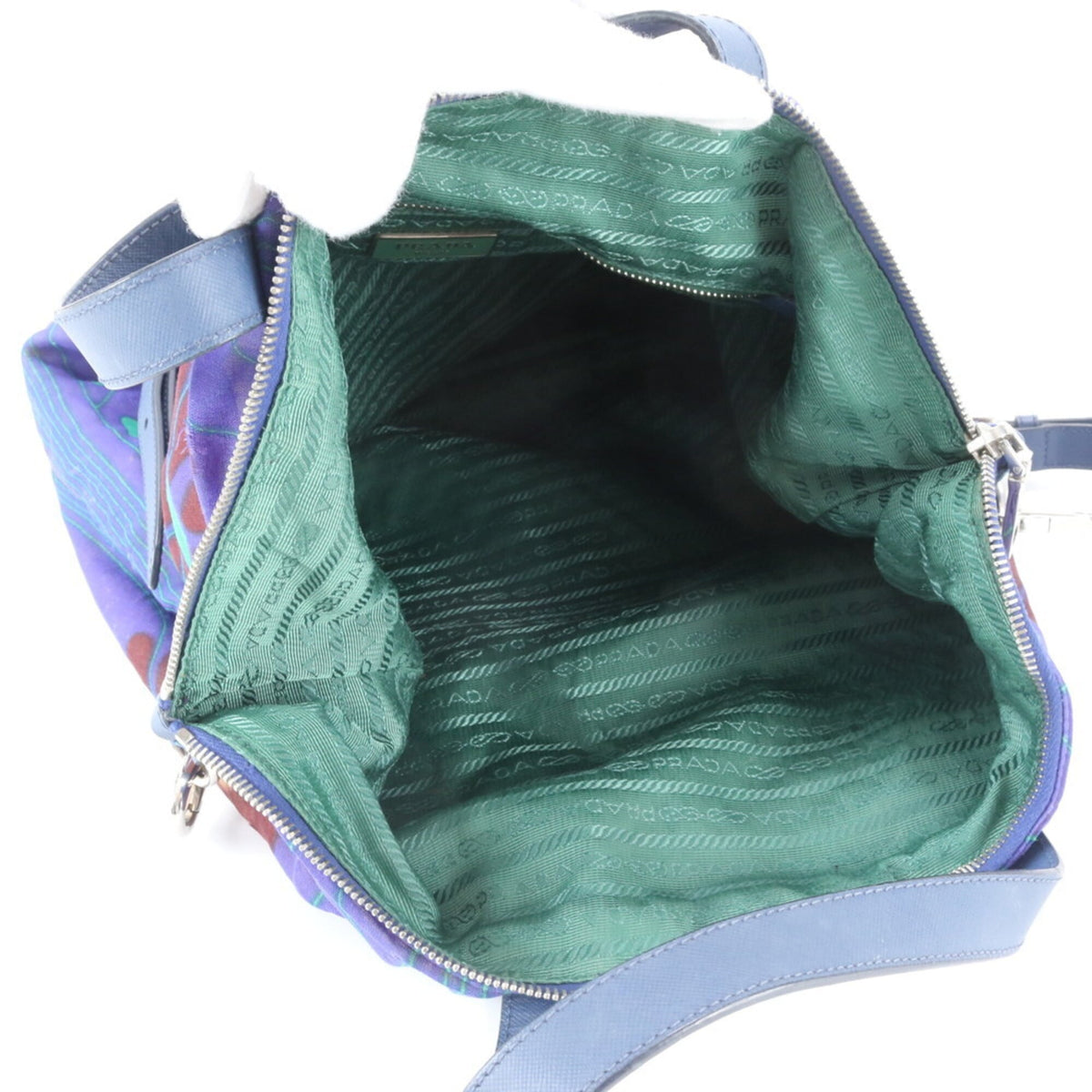 Prada Multi-Color Leather Canvas Shoulder Bag Tote Bag (Pre-Owned)