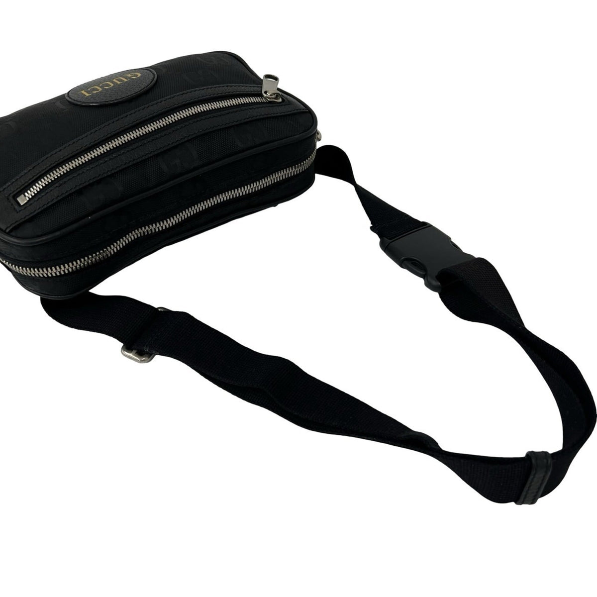 Gucci Black Nylon Leather Pochette Shoulder Bag Sling Bag (Pre-Owned)