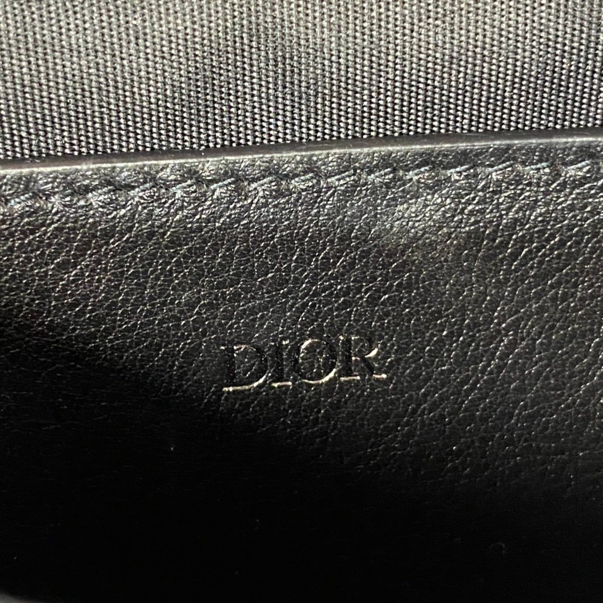 Christian Dior Black Navy Canvas Leather Shoulder Bag (Pre-Owned)
