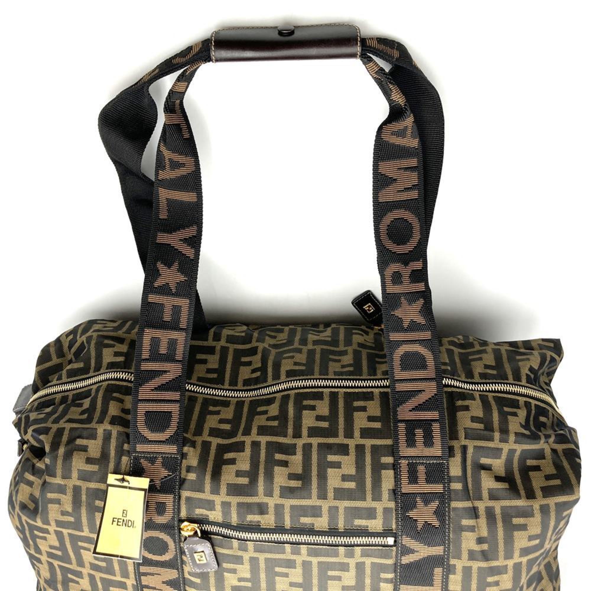 Fendi Zucca Brown Zucca Boston Bag (Pre-Owned)