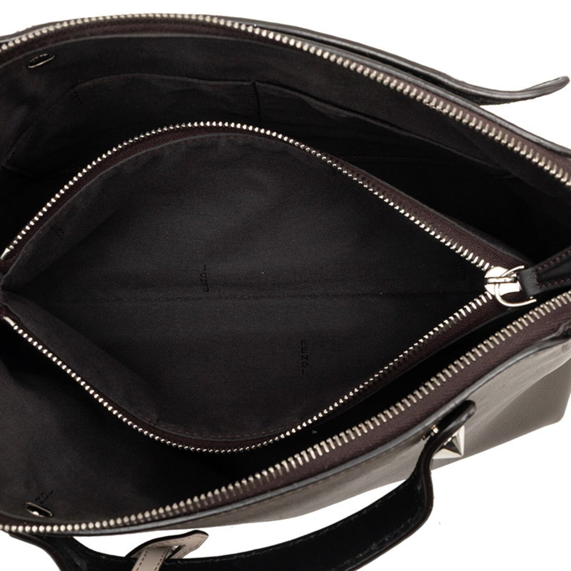 Fendi Black Gray Leather Handbag Shoulder Bag (Pre-Owned)