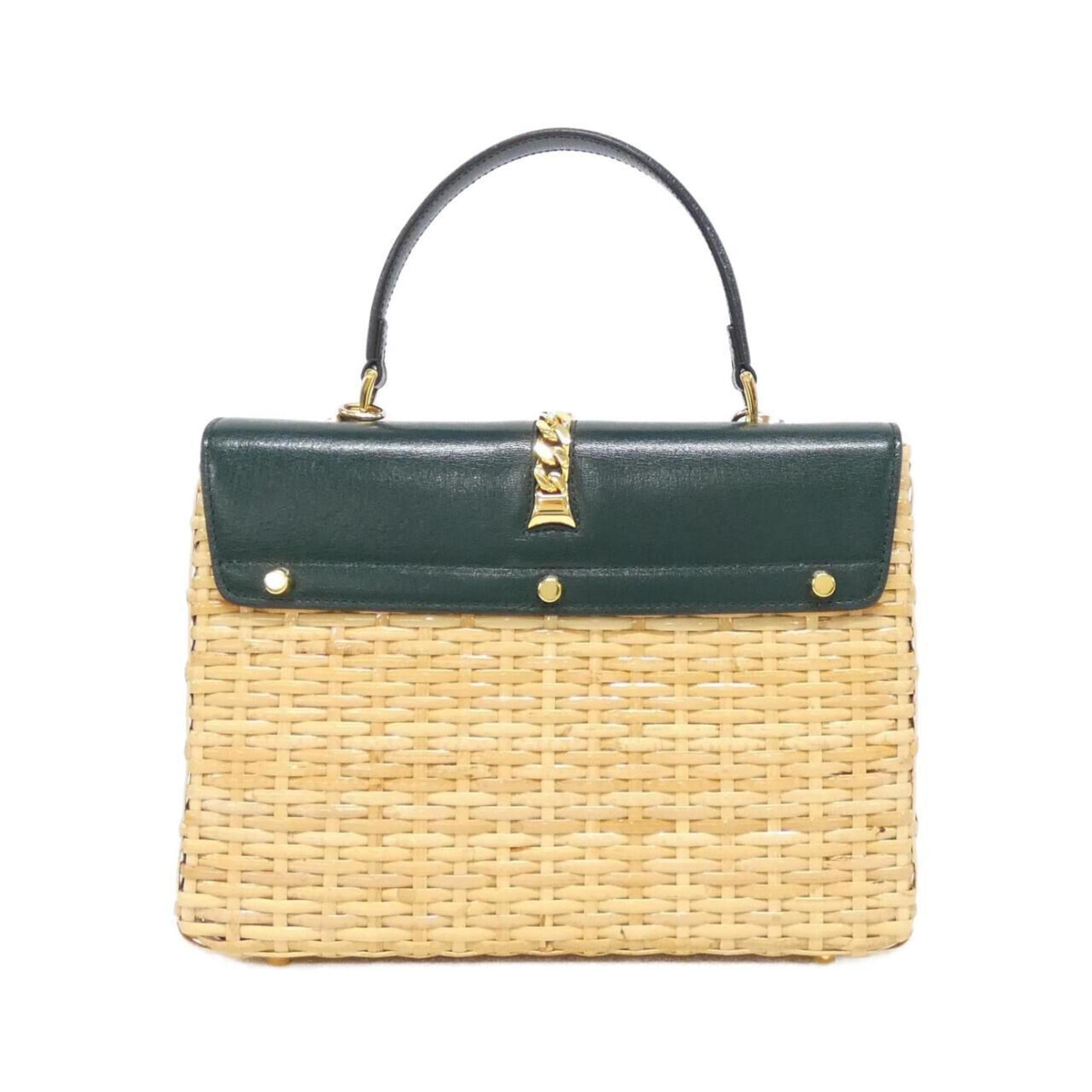 Gucci Beige Green Leather Handbag (Pre-Owned)
