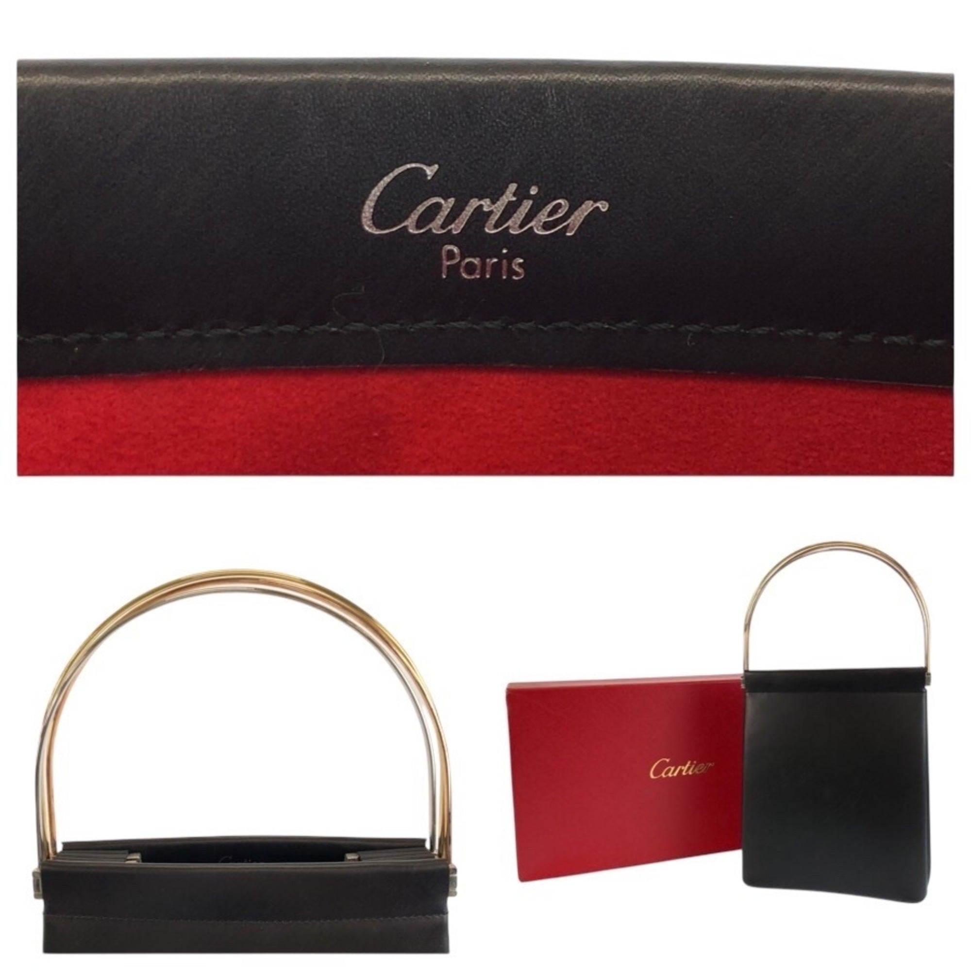 Cartier Black Leather Handbag Vanity Bag (Pre-Owned)