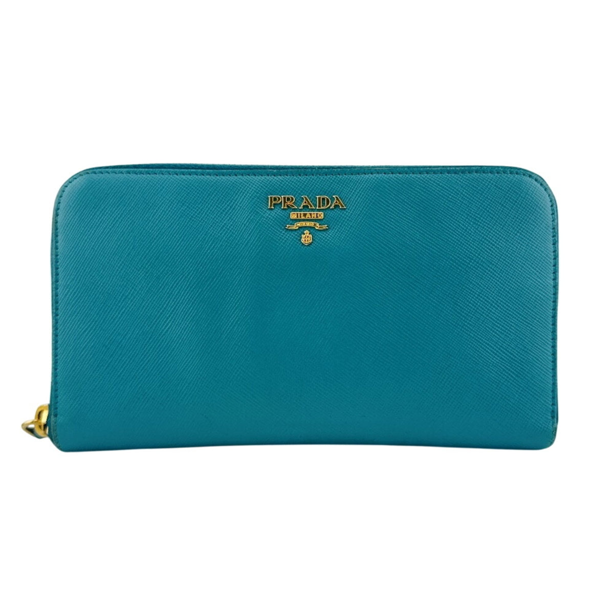Prada Saffiano Blue Leather Long Wallet (Bi-Fold) (Pre-Owned)
