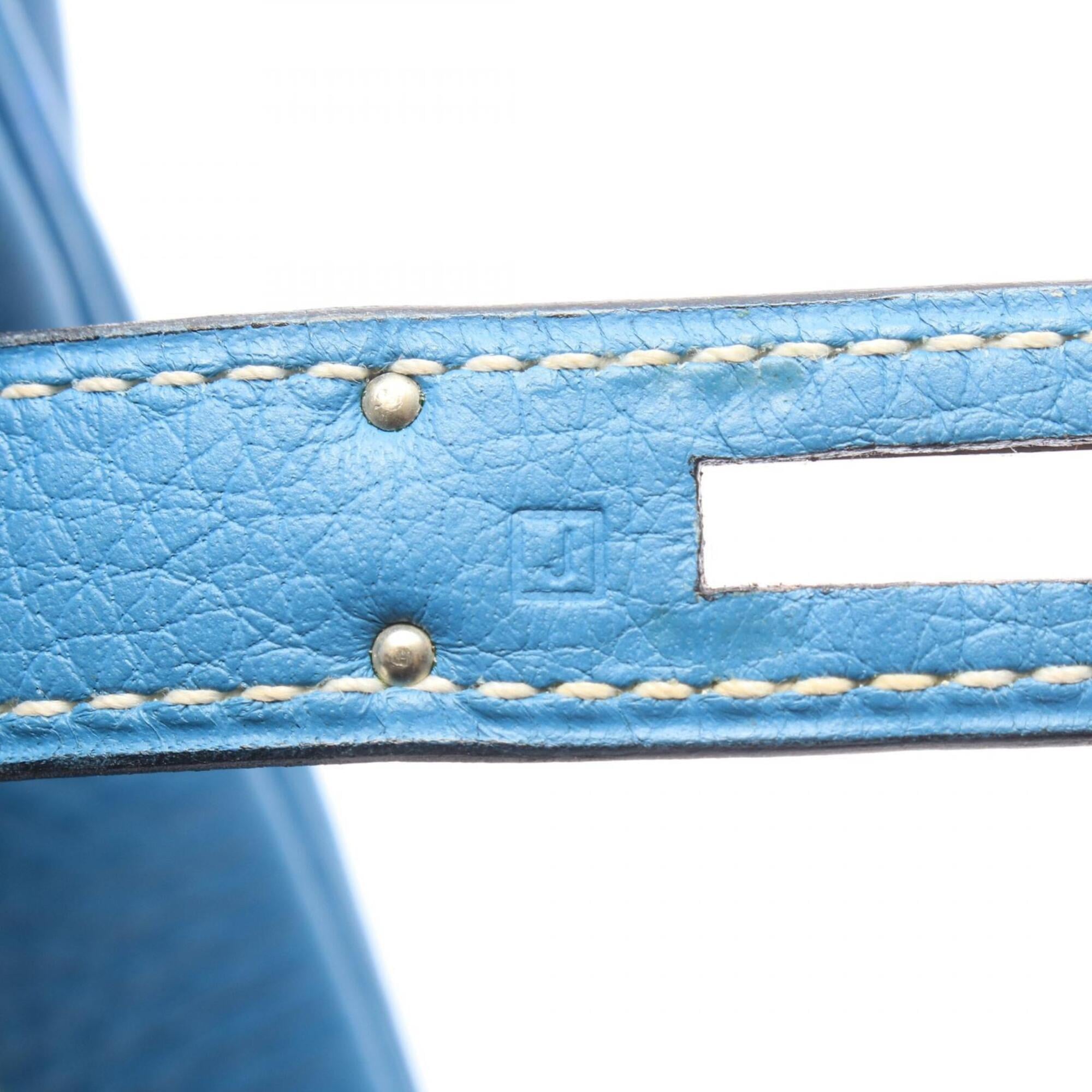 Hermes Blue Blue Jean Taurillon Clemence Leather Leather Handbag (Pre-Owned)
