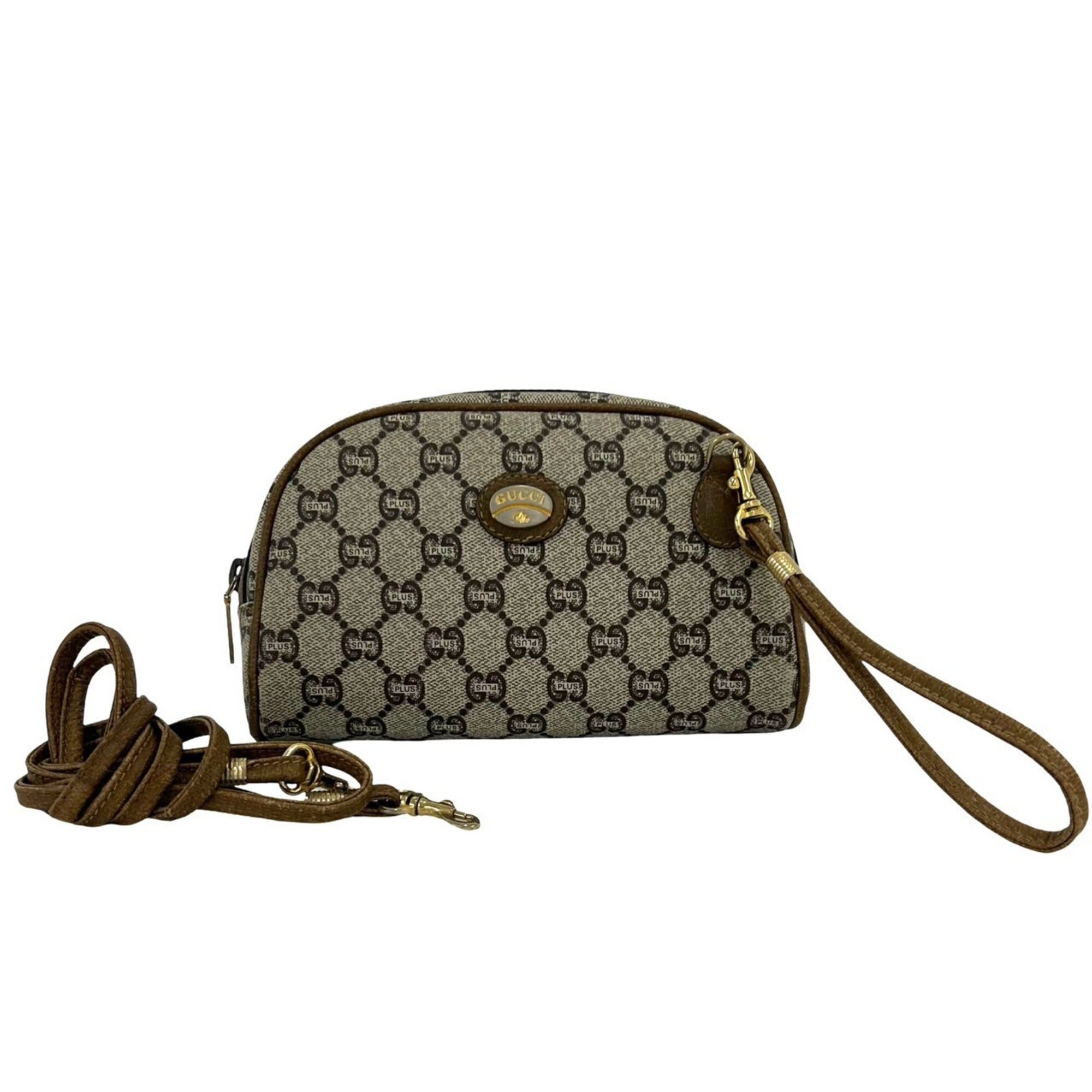 Gucci Brown Leather Pvc Clutch Bag Shoulder Bag (Pre-Owned)