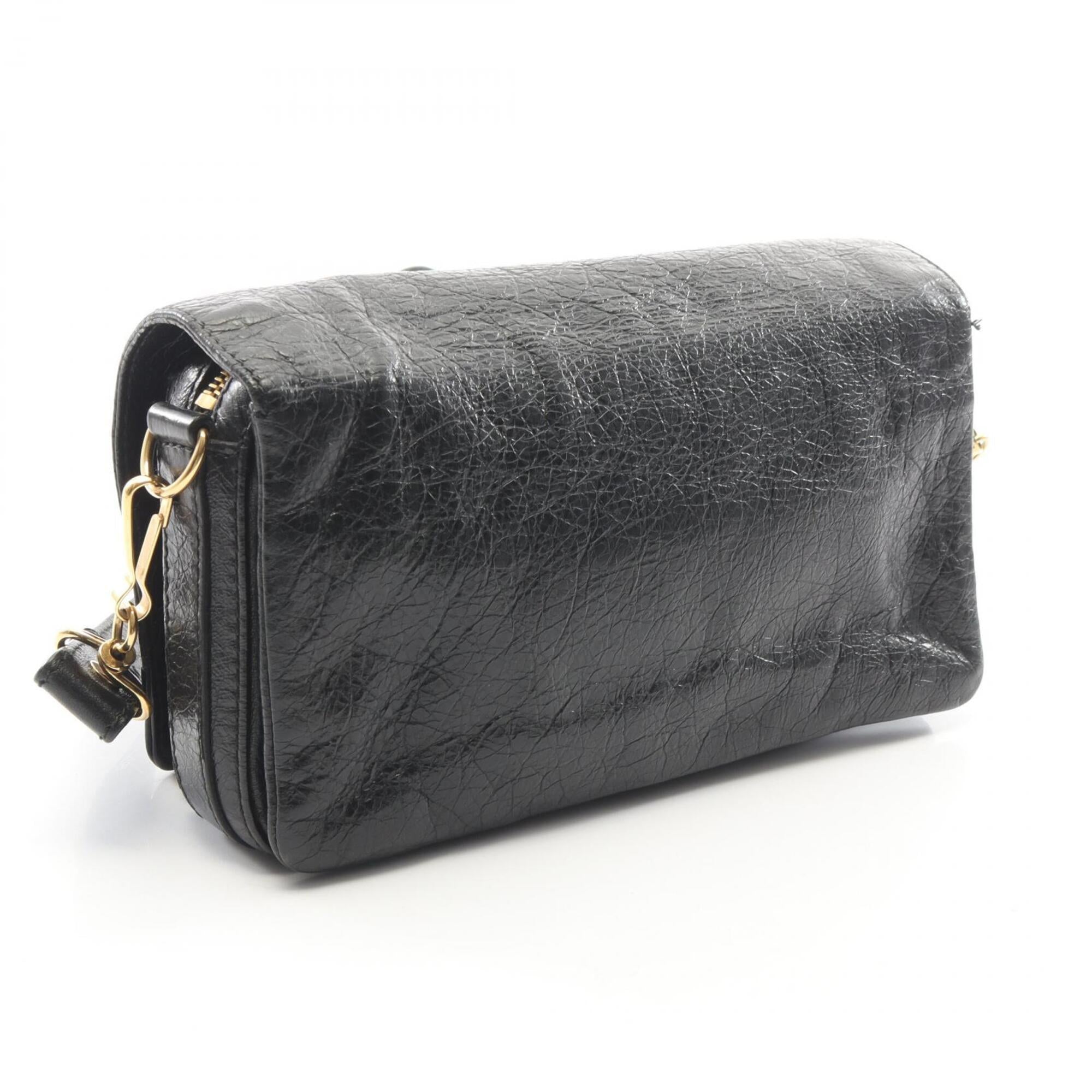 Balenciaga Black Leather Handbag Shoulder Bag (Pre-Owned)