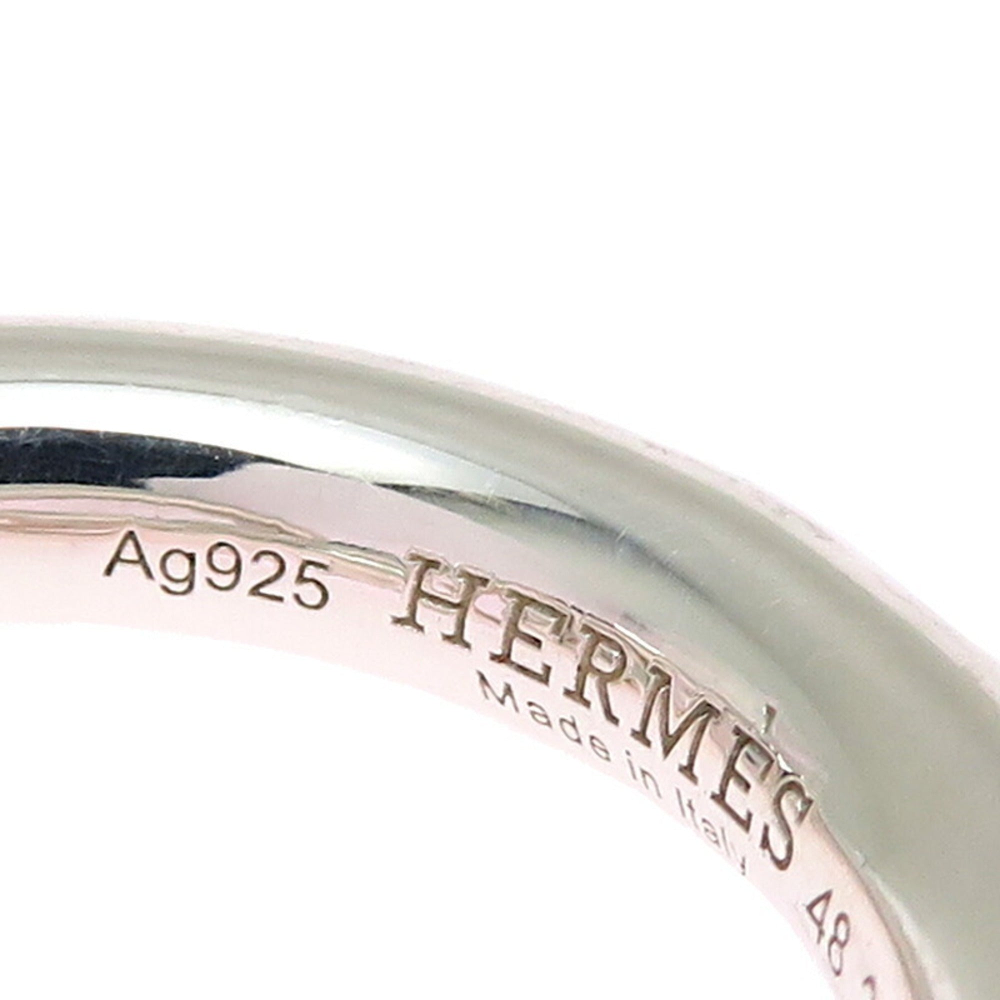Hermes Silver Silver 925 Band Ring (Pre-Owned)