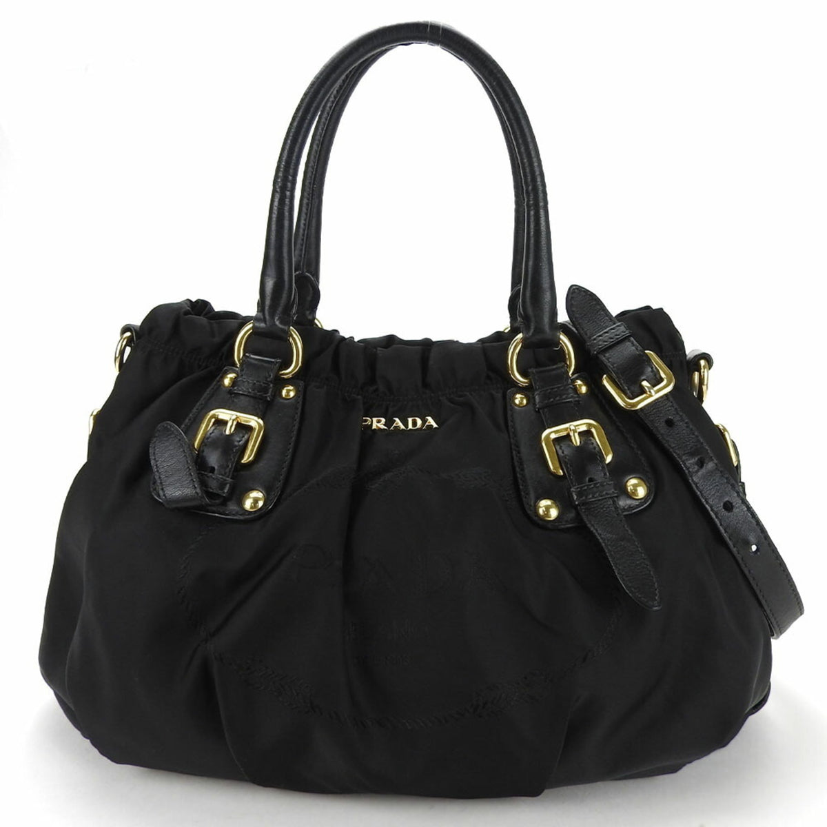 Prada Black Nylon Leather Handbag (Pre-Owned)