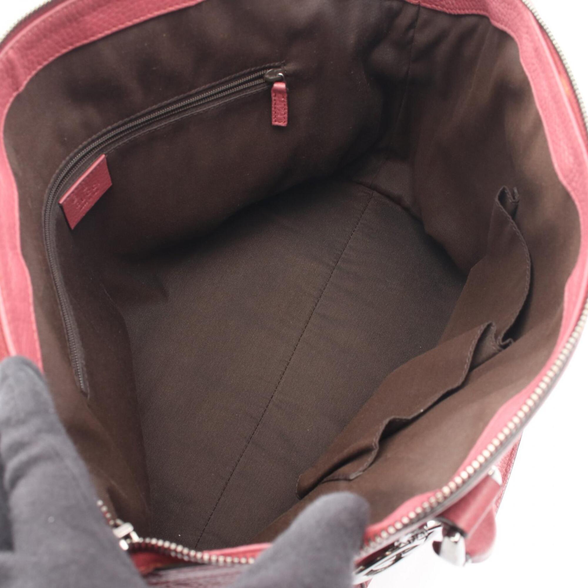 Gucci Bordeaux Leather Handbag Tote Bag (Pre-Owned)
