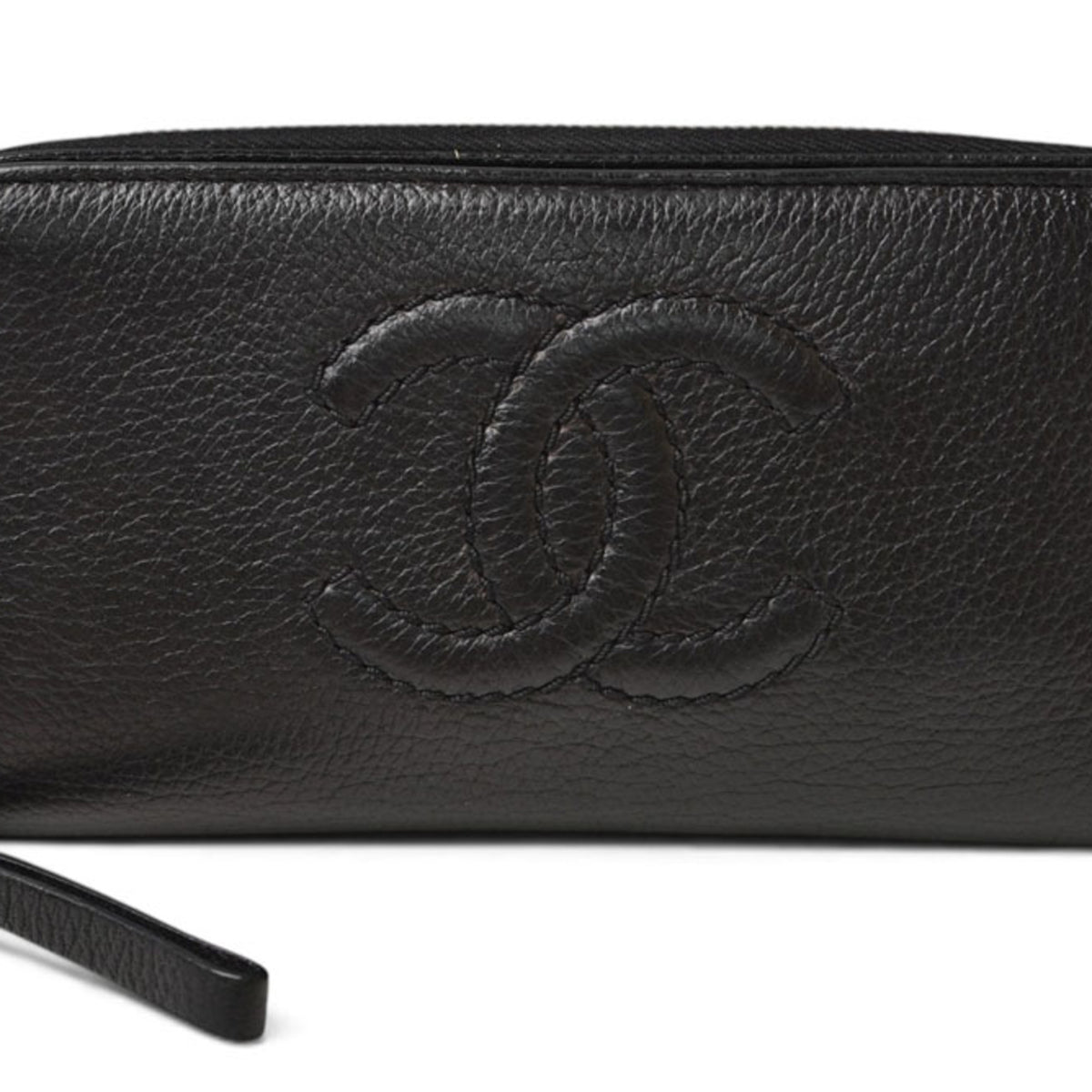 Chanel Black Leather Long Wallet (Bi-Fold) (Pre-Owned)