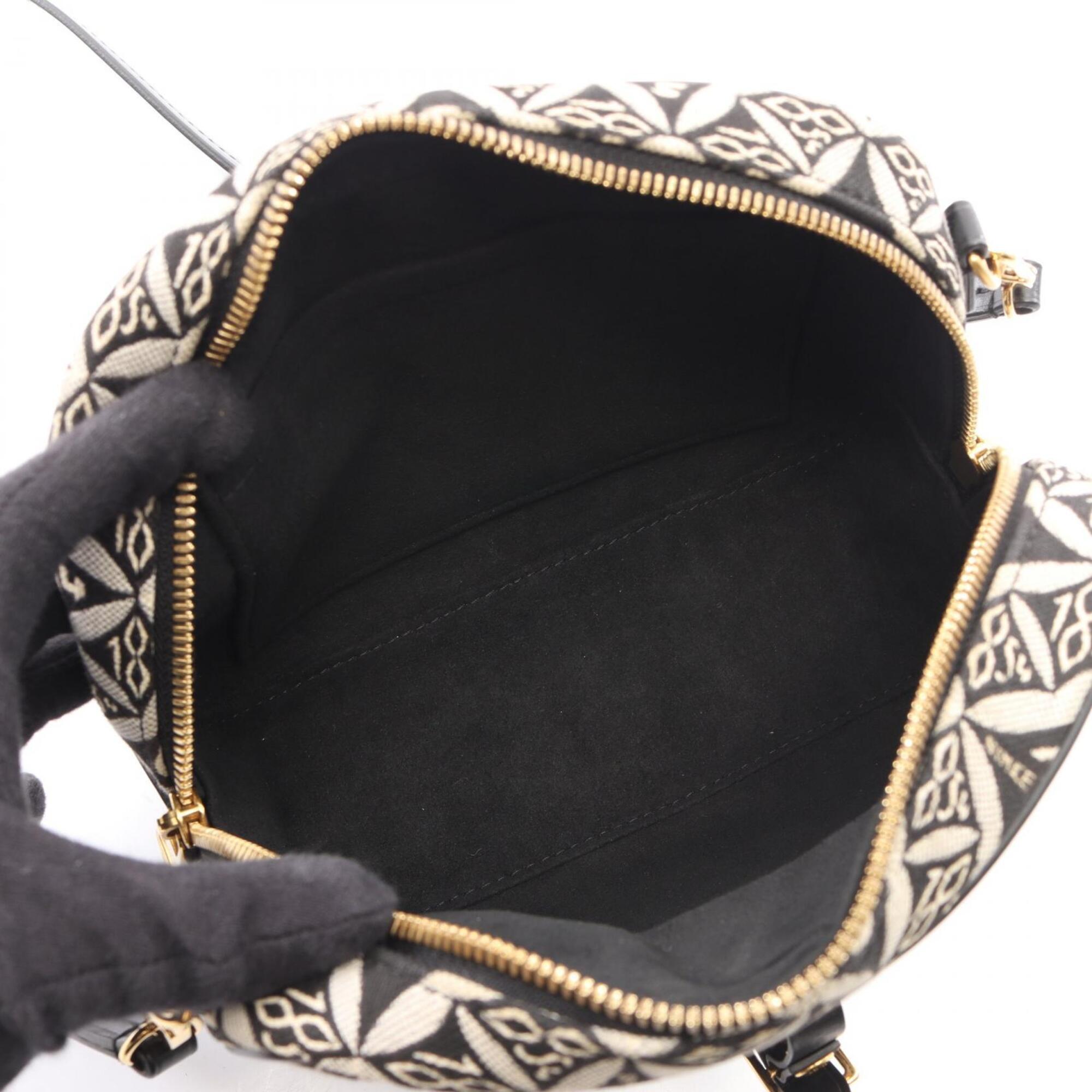 Louis Vuitton Black White Canvas Leather Handbag Shoulder Bag (Pre-Owned)