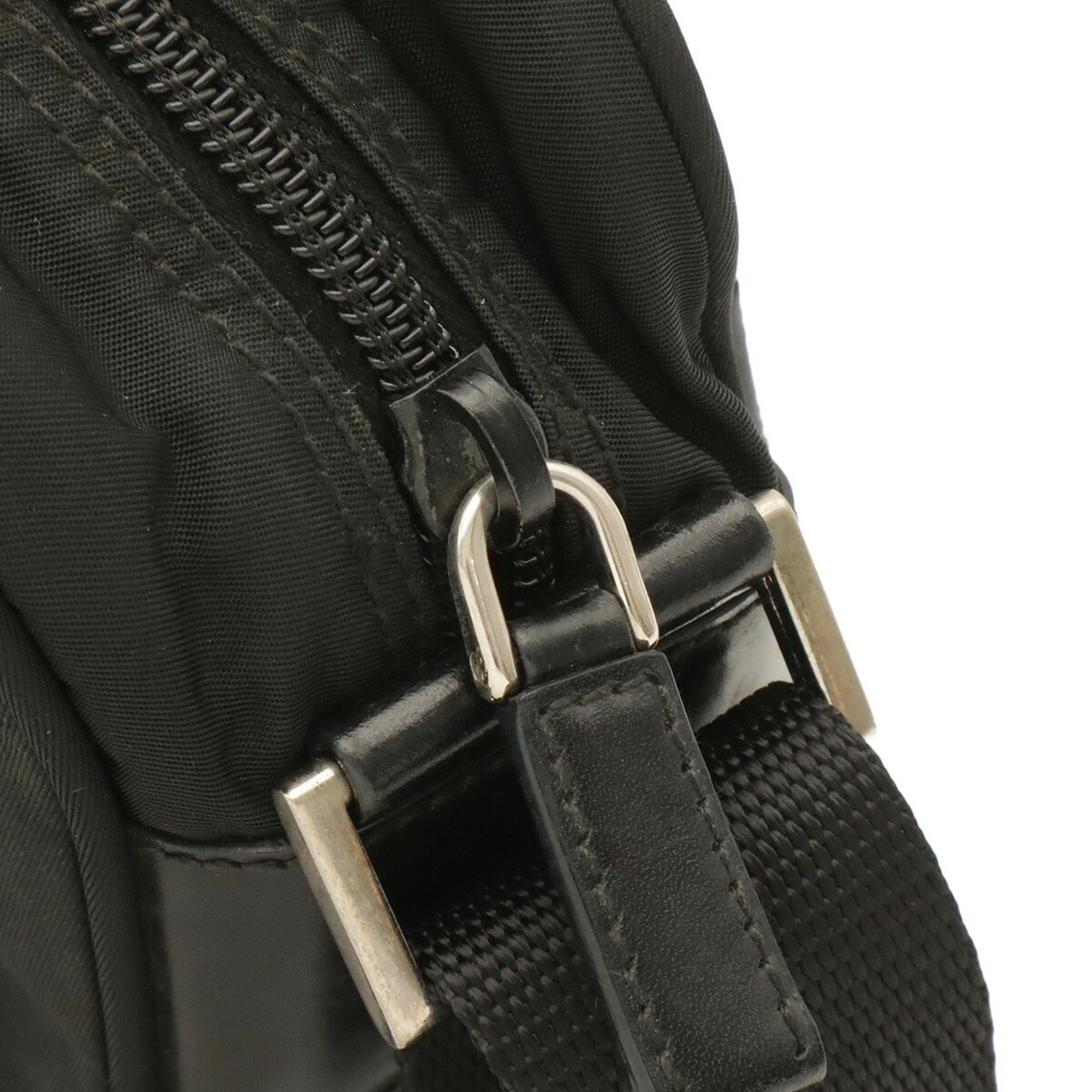 Prada Black Nero Nylon Leather Pochette Shoulder Bag (Pre-Owned)