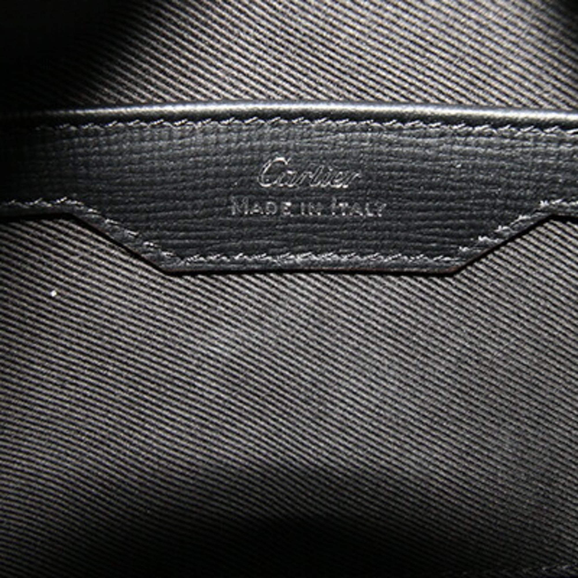 Cartier Black Leather Clutch Bag Handbag Pouch (Pre-Owned)