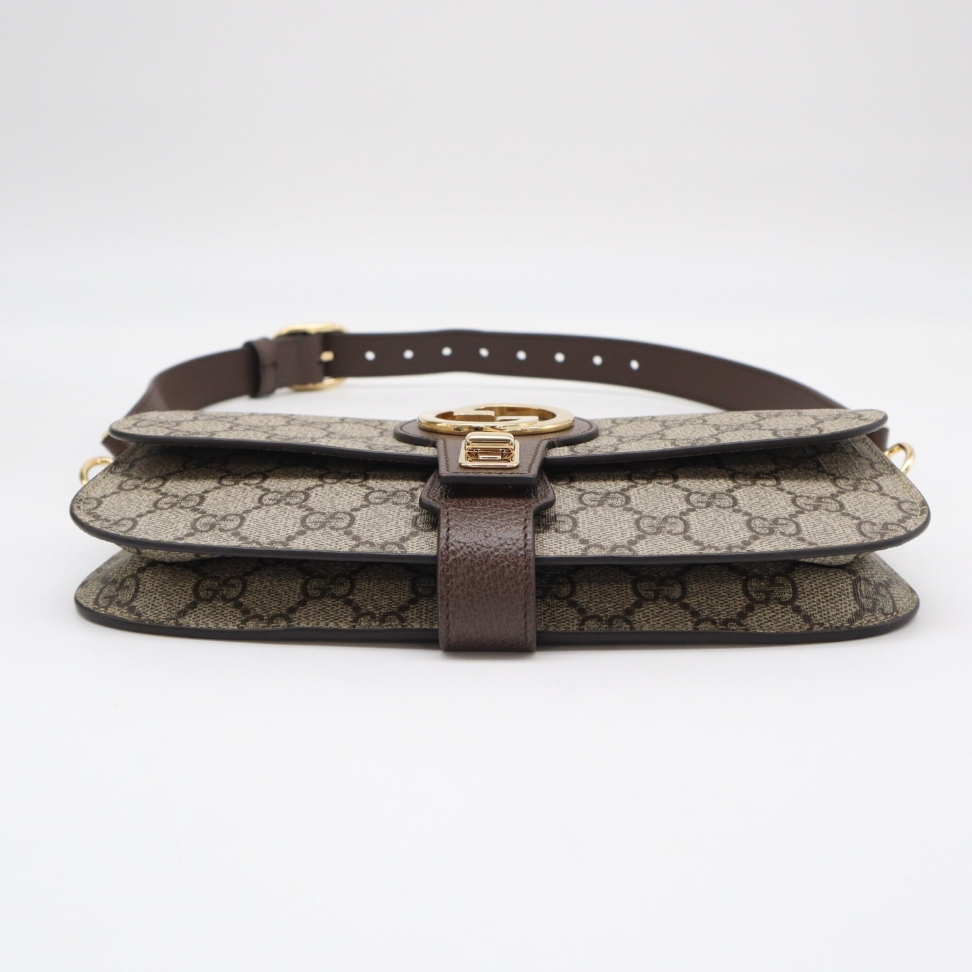 Gucci Beige Brown Gg Supreme Leather Fanny Pack Sling Bag (Pre-Owned)