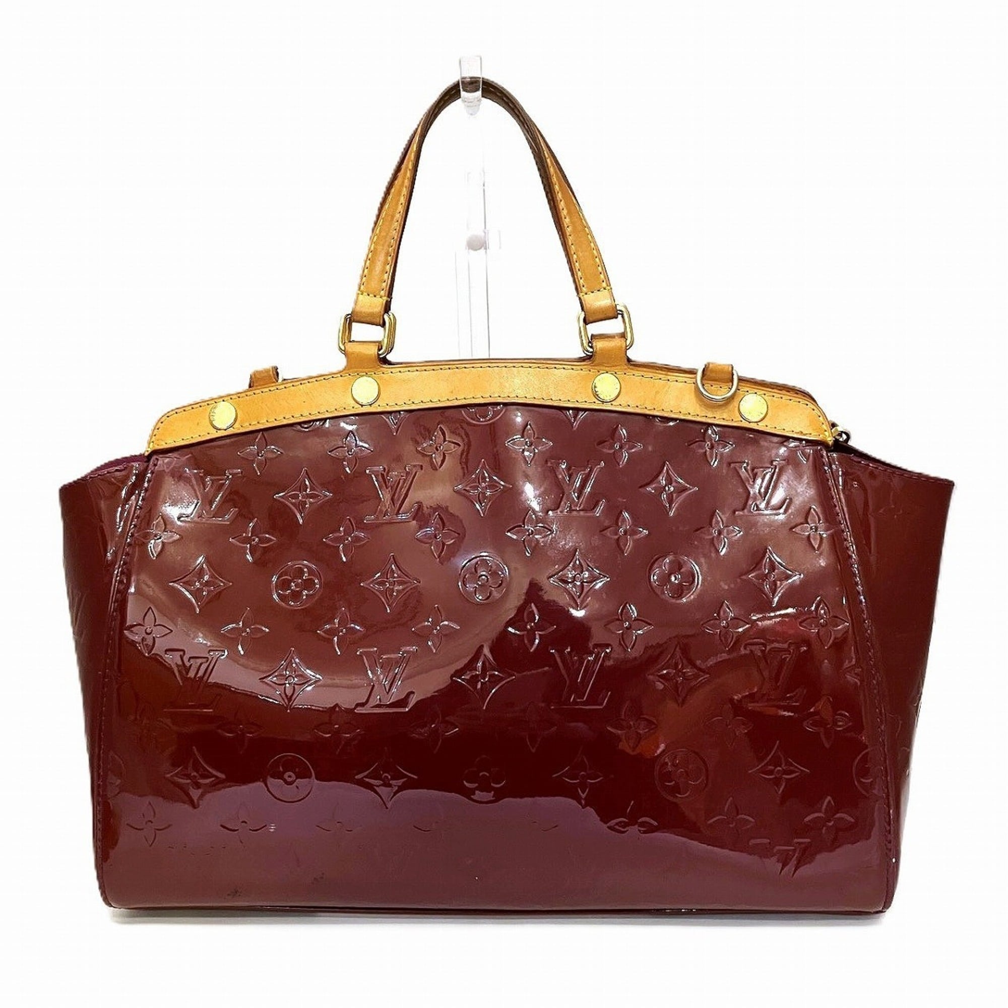 Louis Vuitton Red Color Wine Vernis Leather Handbag (Pre-Owned)