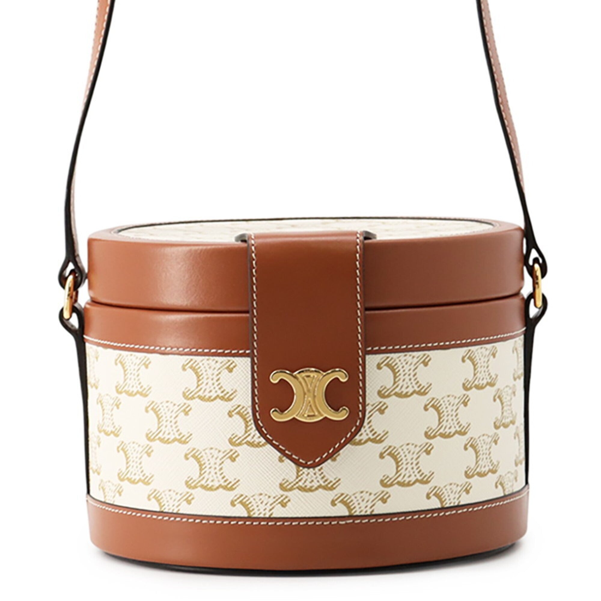 Celine Brown White Leather Pvc Handbag Shoulder Bag (Pre-Owned)