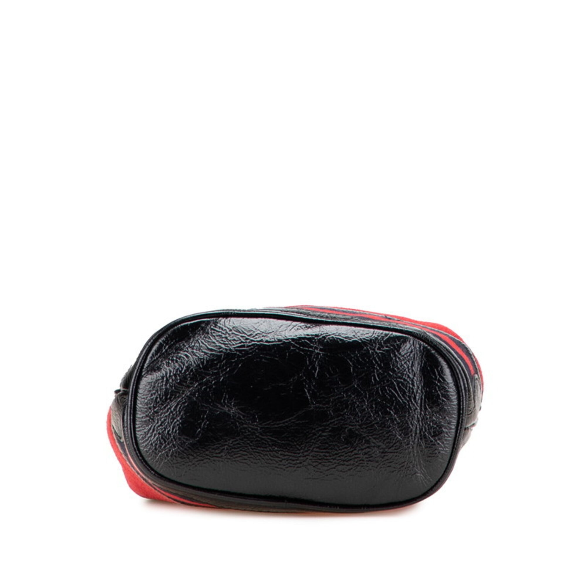 Gucci Black Red Color Leather Shoulder Bag (Pre-Owned)