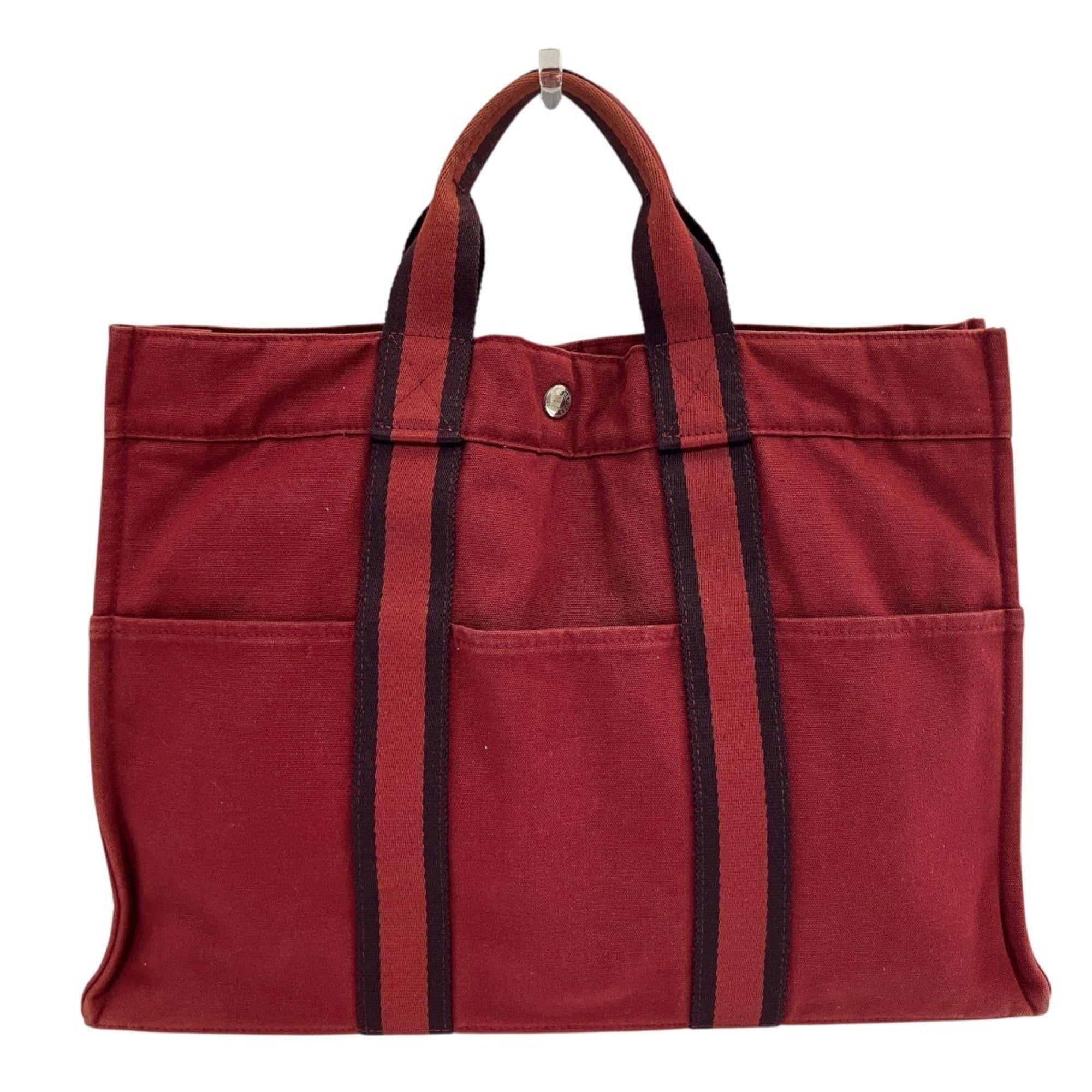 Hermes Fourre Tout Red Color Canvas Handbag (Pre-Owned)