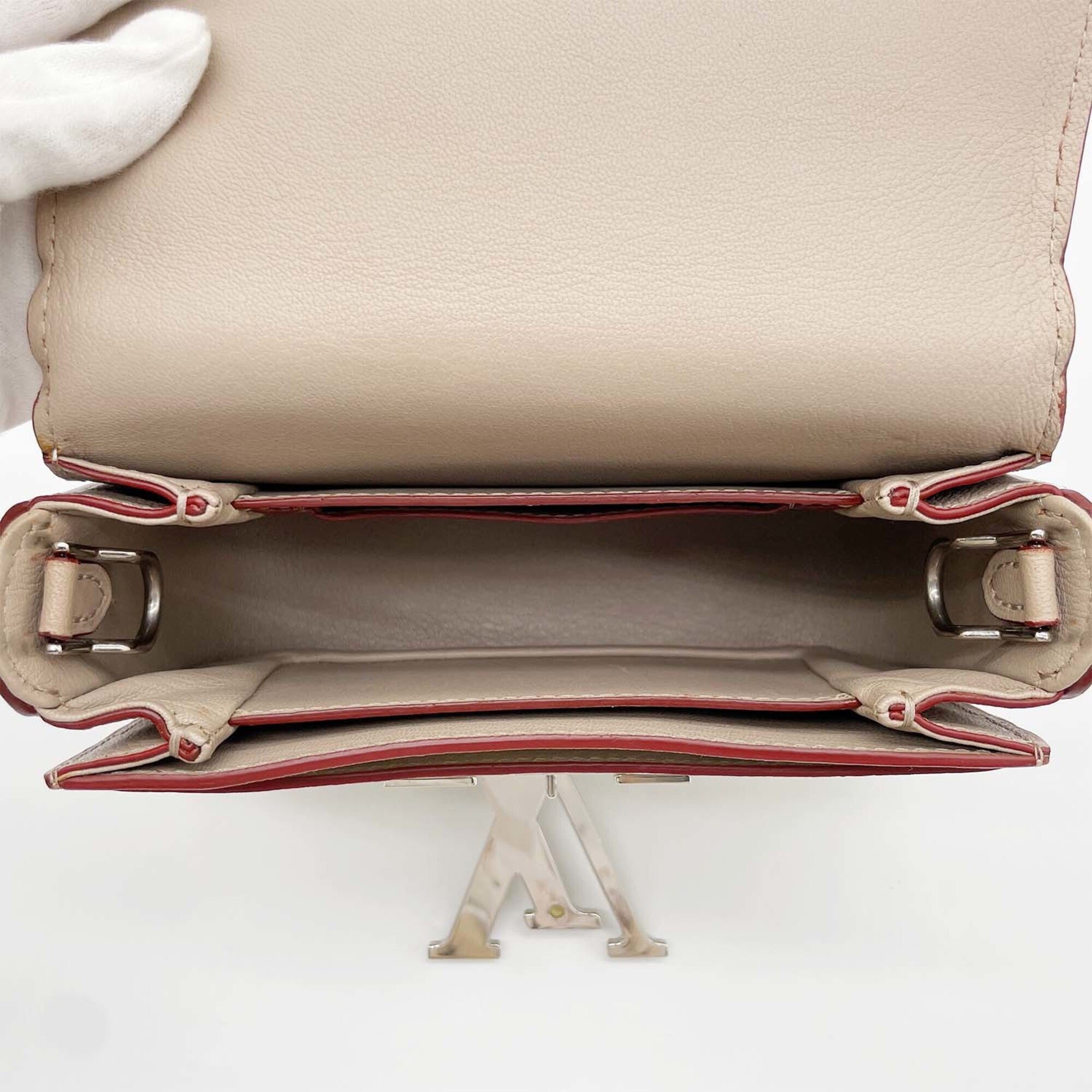 Louis Vuitton Brown White Leather Handbag Shoulder Bag (Pre-Owned)