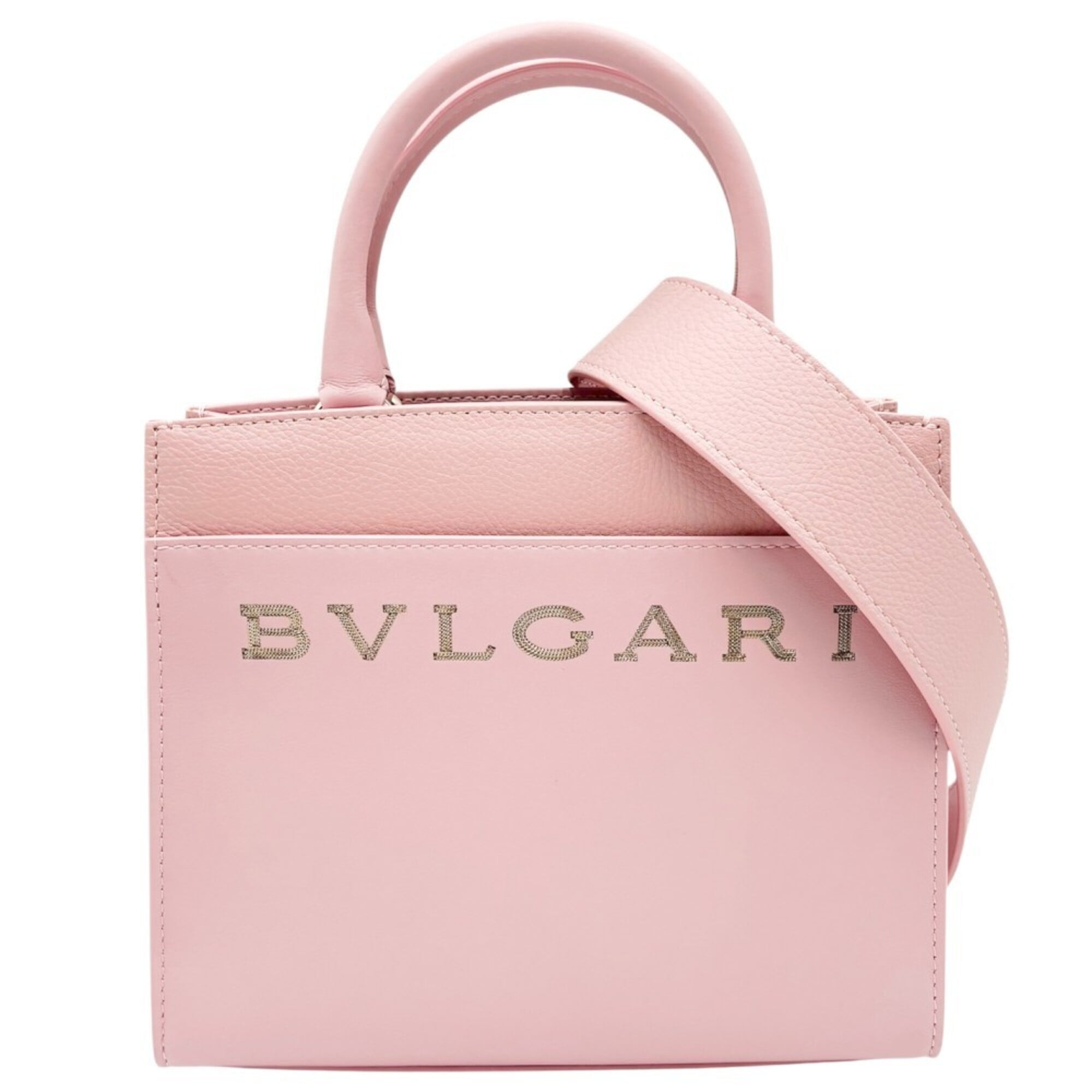 Bvlgari Pink Leather Handbag Shoulder Bag Tote Bag (Pre-Owned)