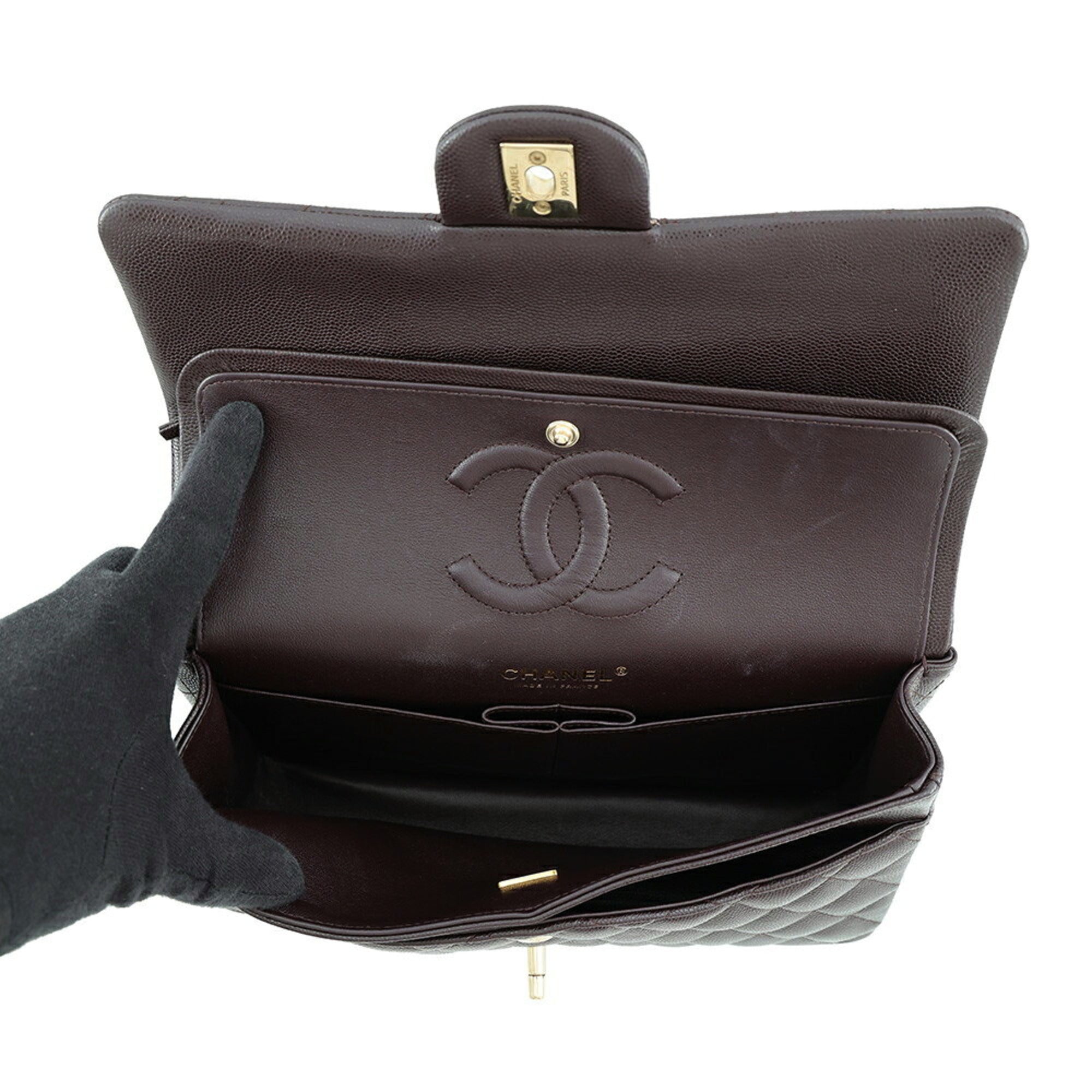 Chanel Matelasse Brown Grained Calfskin Handbag Shoulder Bag (Pre-Owned)