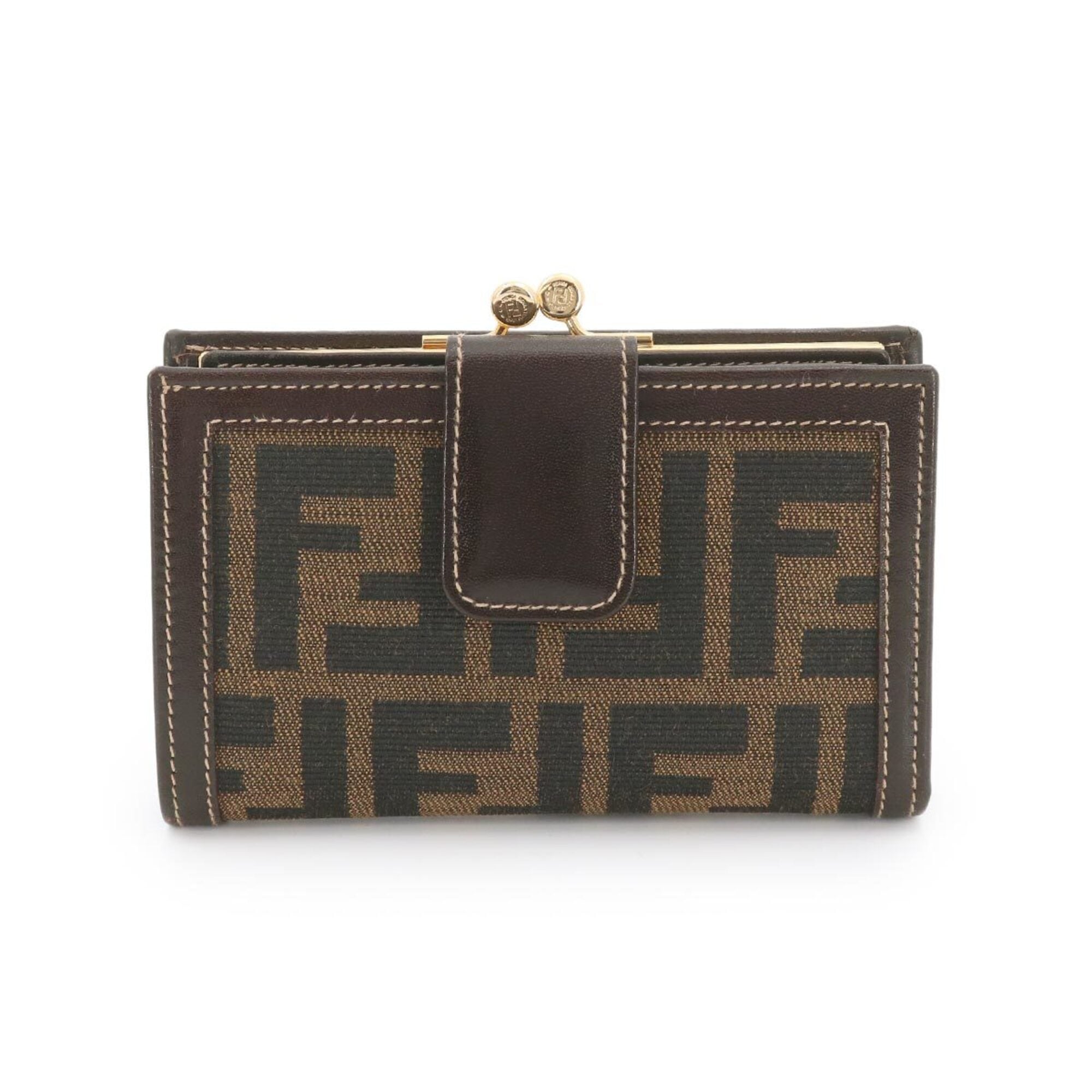 Fendi Black Brown Canvas Leather Wallet (Bi-Fold) (Pre-Owned)