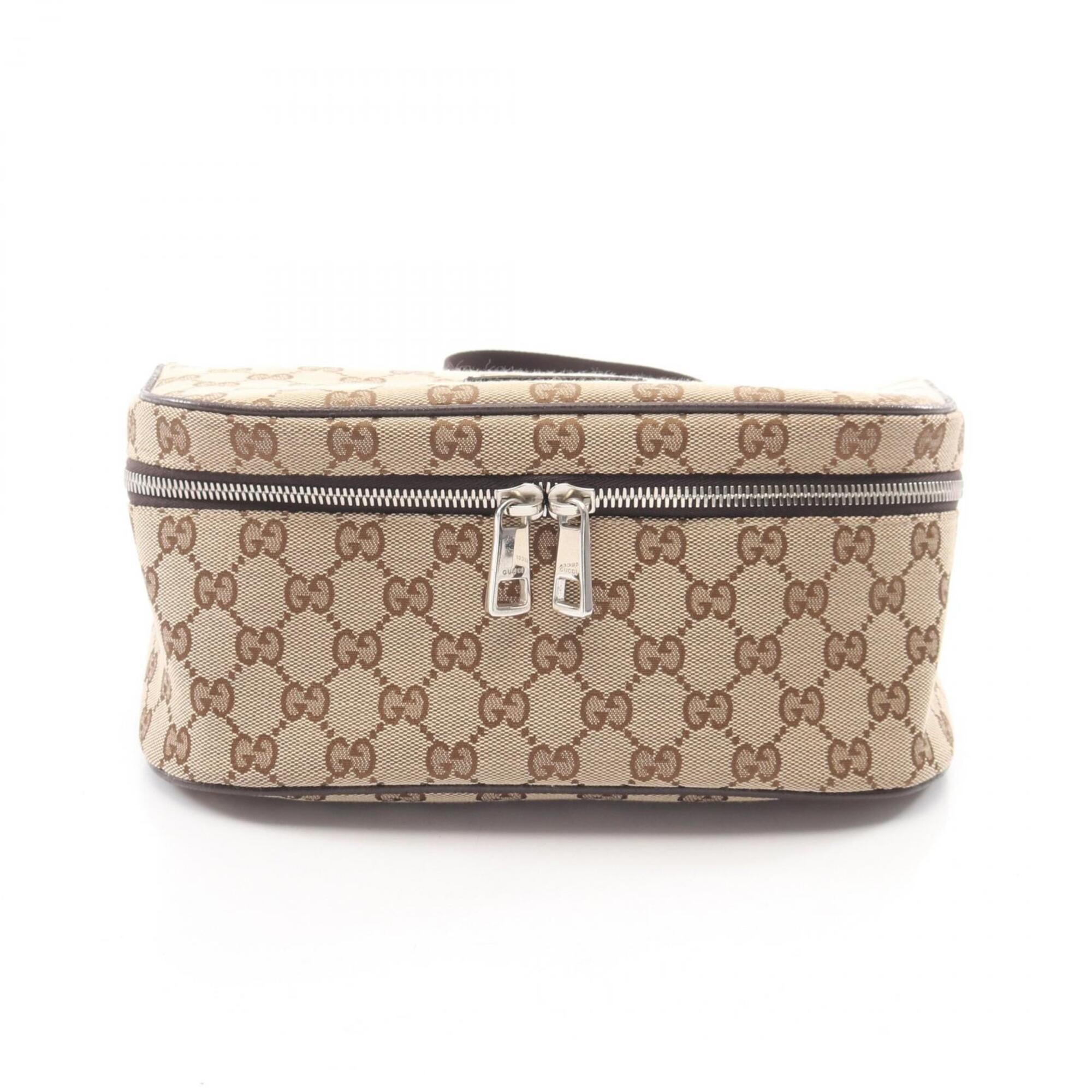 Gucci Beige Brown Canvas Leather Fanny Pack Handbag (Pre-Owned)