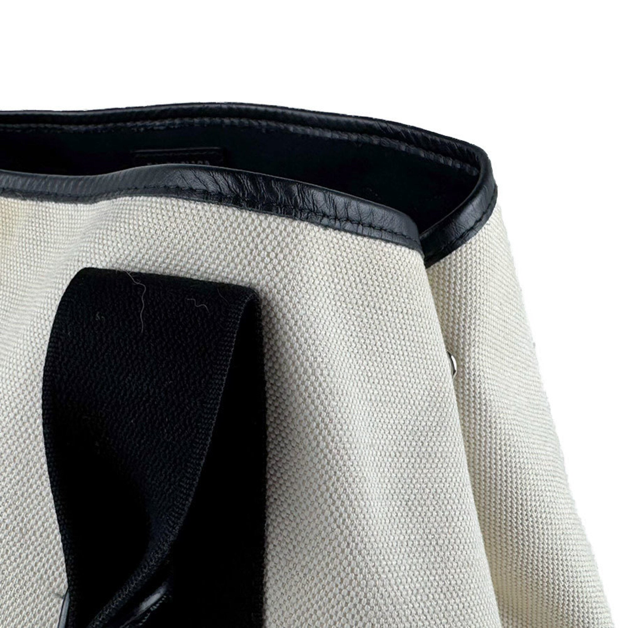 Balenciaga Black Ivory Canvas Leather Handbag (Pre-Owned)