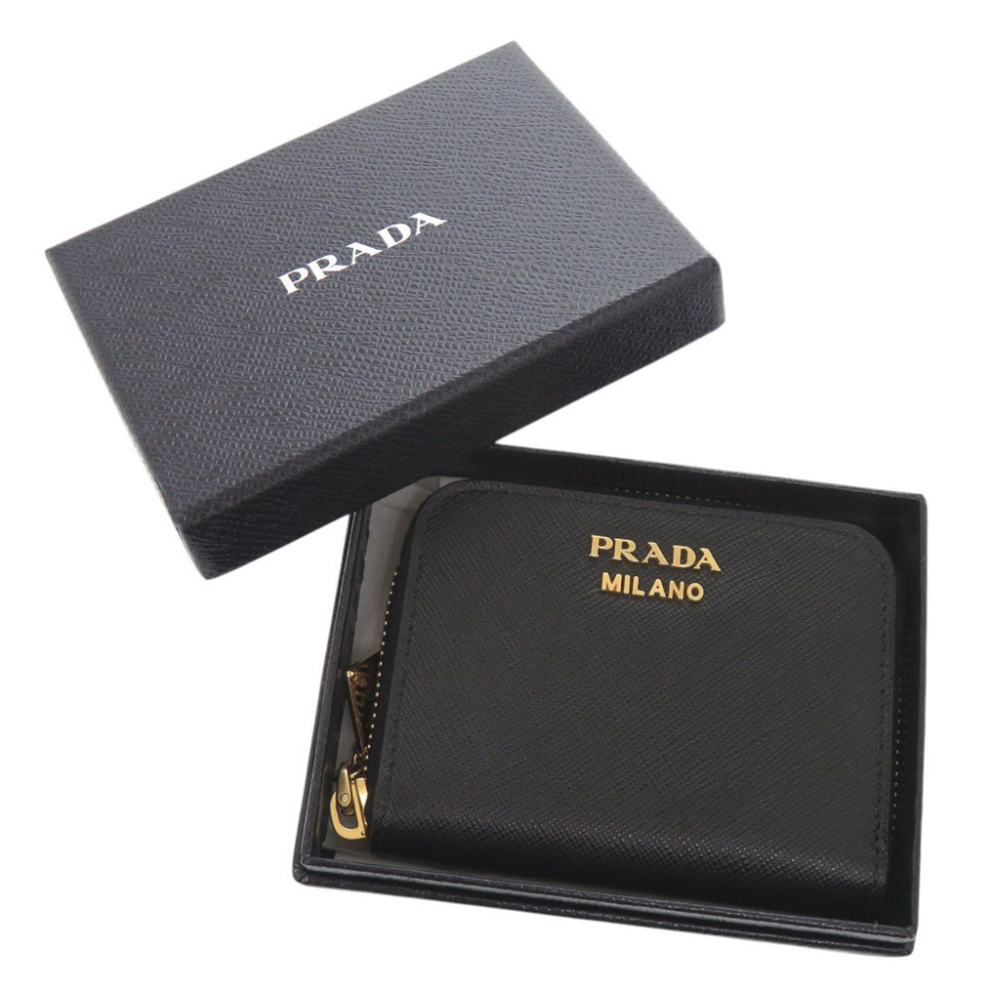 Prada Black Saffiano Metal Coin Purse/Coin Case (Pre-Owned)