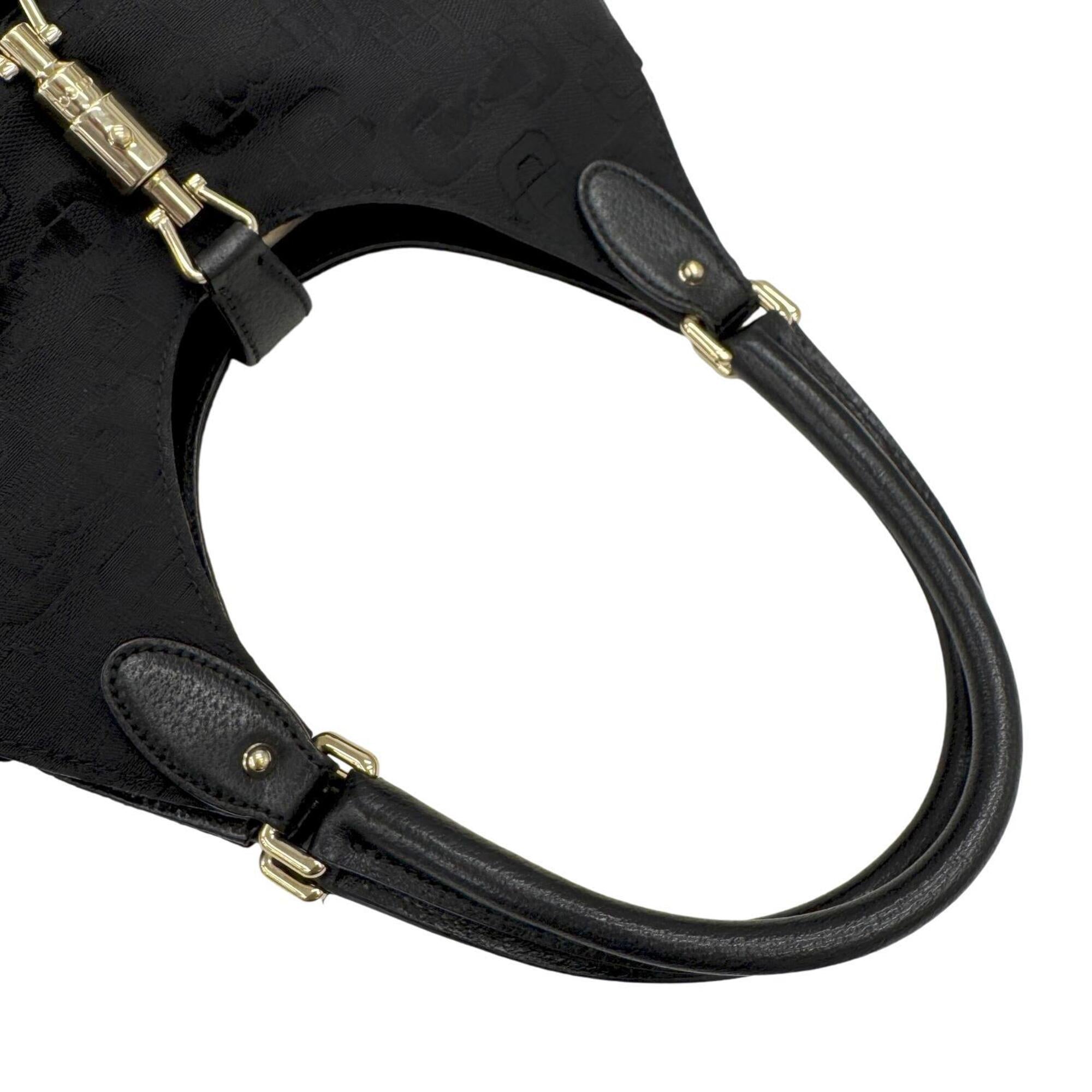 Gucci Black Canvas Leather Handbag Shoulder Bag (Pre-Owned)