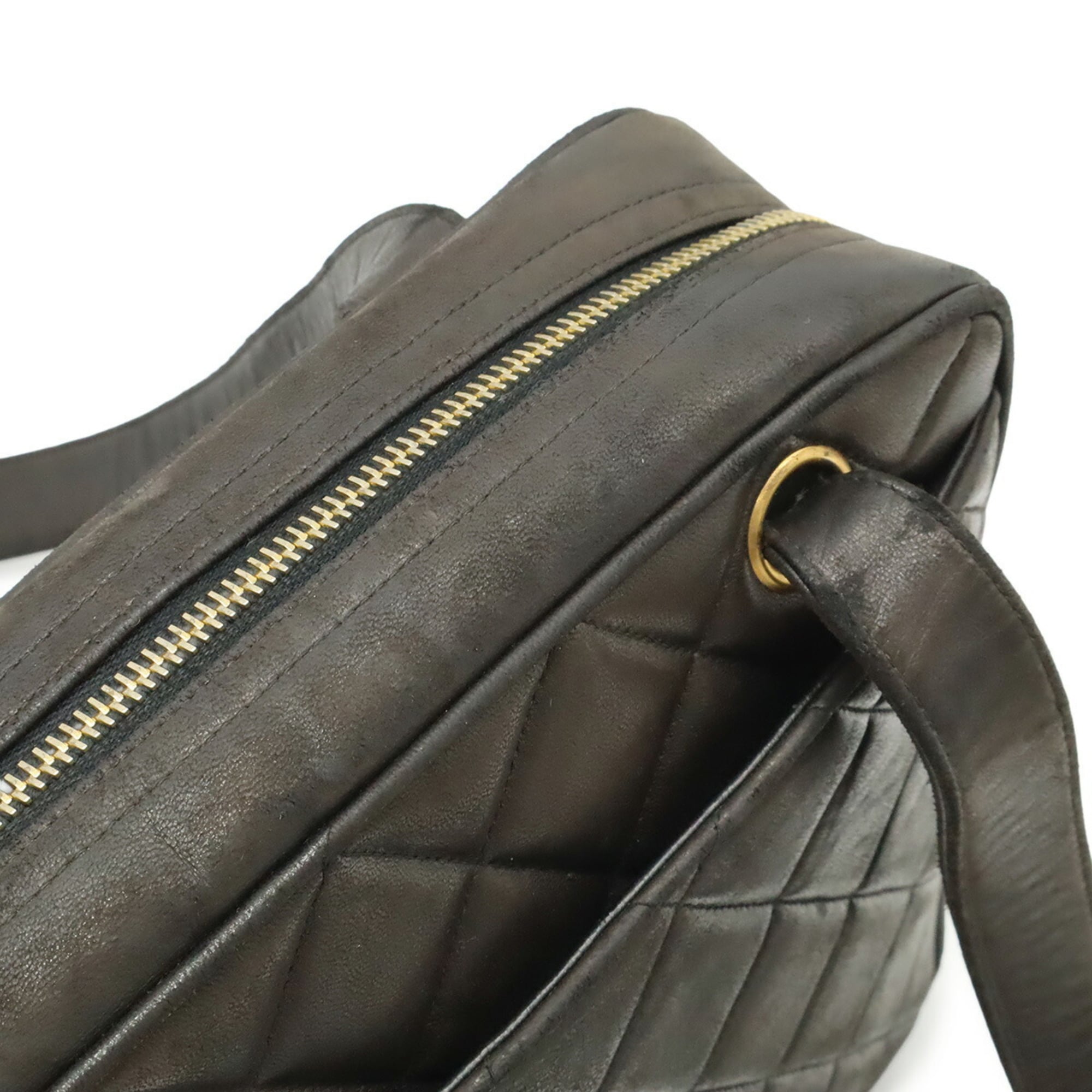 Chanel Matelasse Black Leather Shoulder Bag Tote Bag (Pre-Owned)