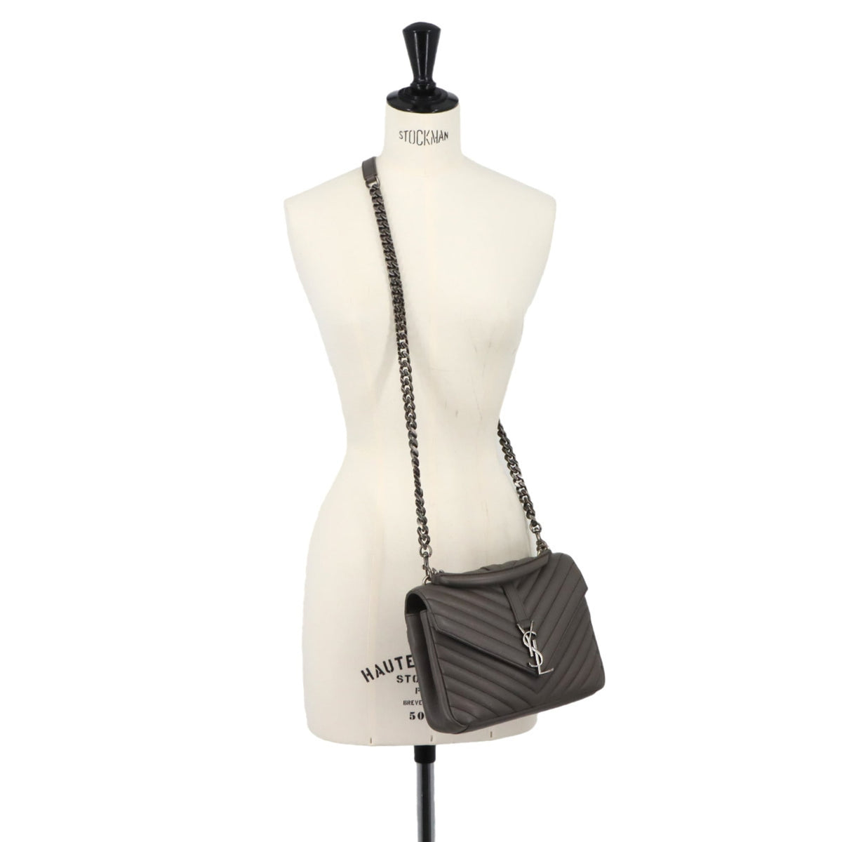 Saint Laurent Gray Leather Handbag Shoulder Bag (Pre-Owned)