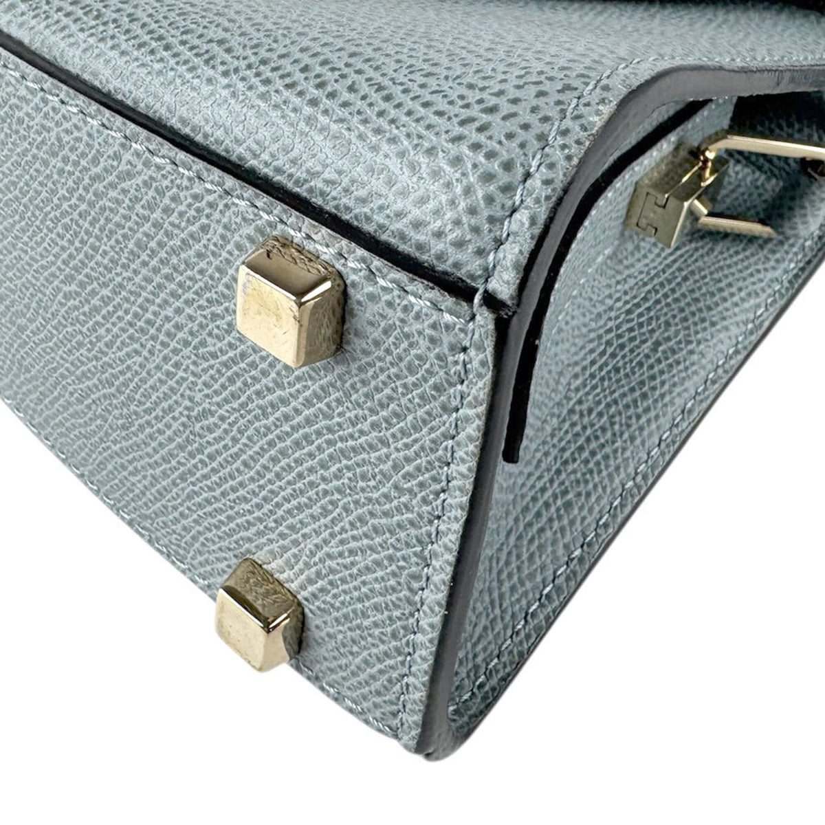Valextra Blue Gray Leather Handbag (Pre-Owned)